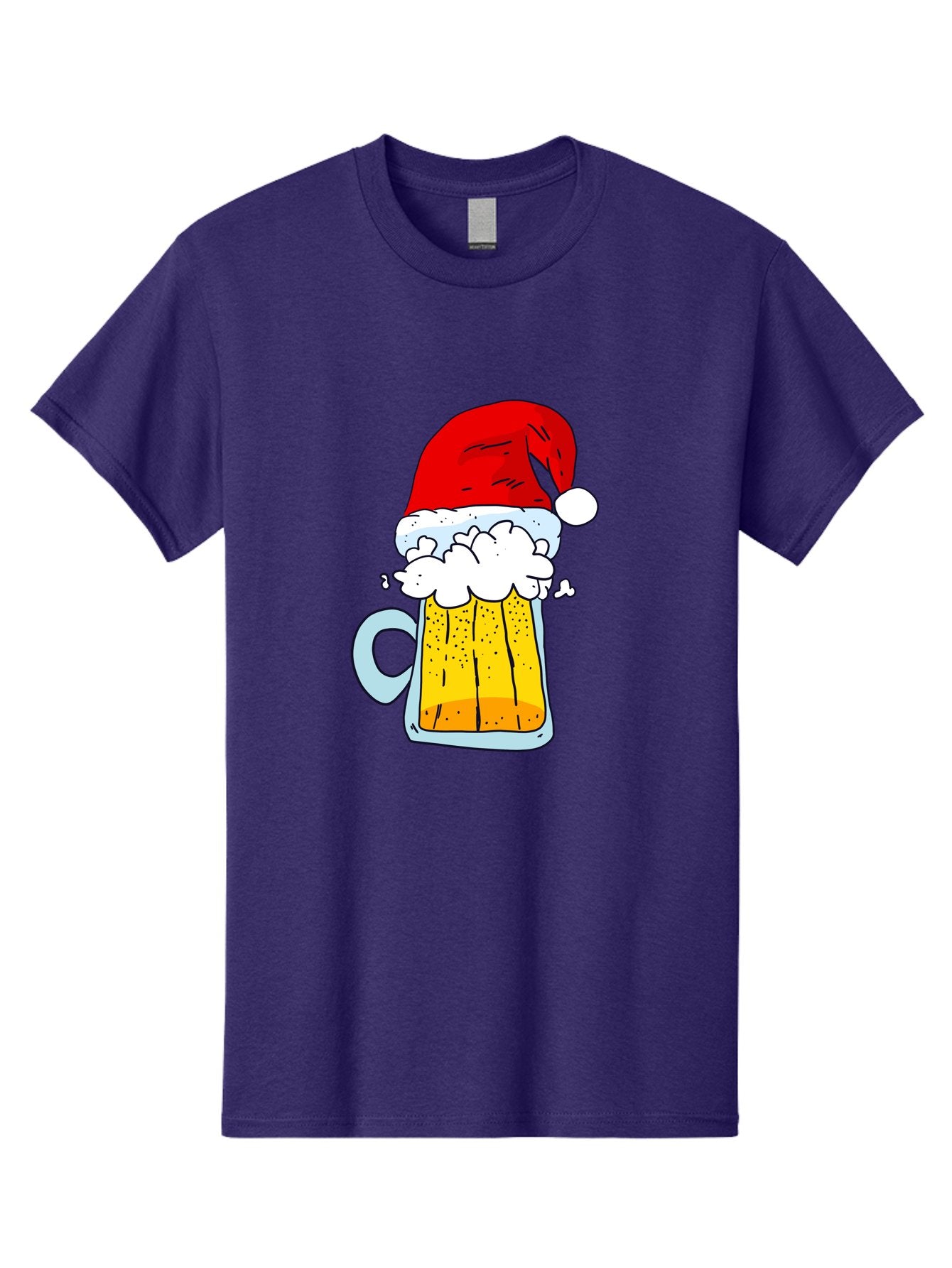 Beer-Mug-With-Santa-Hat Men'S Graphic Tee, 100% Cotton, Comfortable Casual Summer Wear, Machine Washable, Beer Mug With Santa Hat, Christmas Theme, Festive Drink, Holiday Cheer, Cartoon Style, Funny Illustration, Cold Beer, -  Aaa011 5