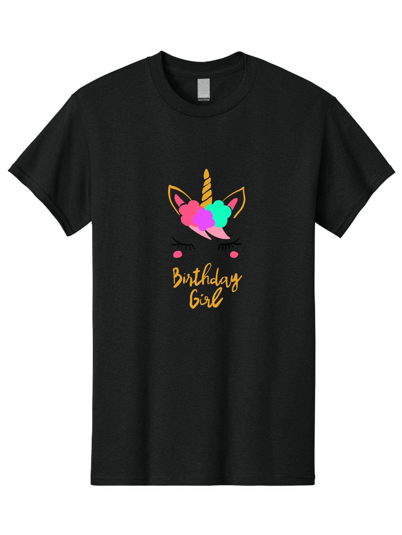 Birthday-Girl Men'S Graphic Tee, 100% Cotton, Comfortable Casual Summer Wear, Machine Washable, Unicorn Face, Colorful Mane, Birthday Girl, Pastel Colors, Yellow Horn, Pink Tears, Eyelashes, Festive Design, Celebration, Fun, Whimsical, -  Aaa013 9