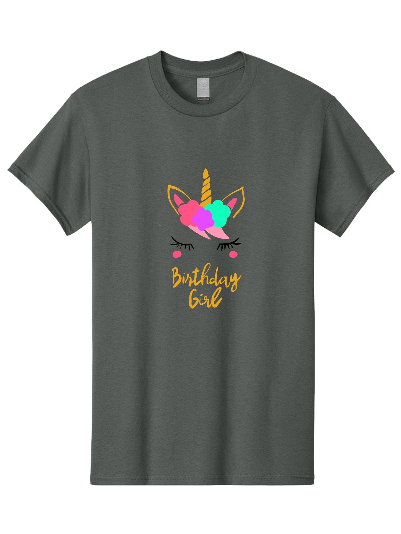Birthday-Girl Men'S Graphic Tee, 100% Cotton, Comfortable Casual Summer Wear, Machine Washable, Unicorn Face, Colorful Mane, Birthday Girl, Pastel Colors, Yellow Horn, Pink Tears, Eyelashes, Festive Design, Celebration, Fun, Whimsical, -  Aaa013 17