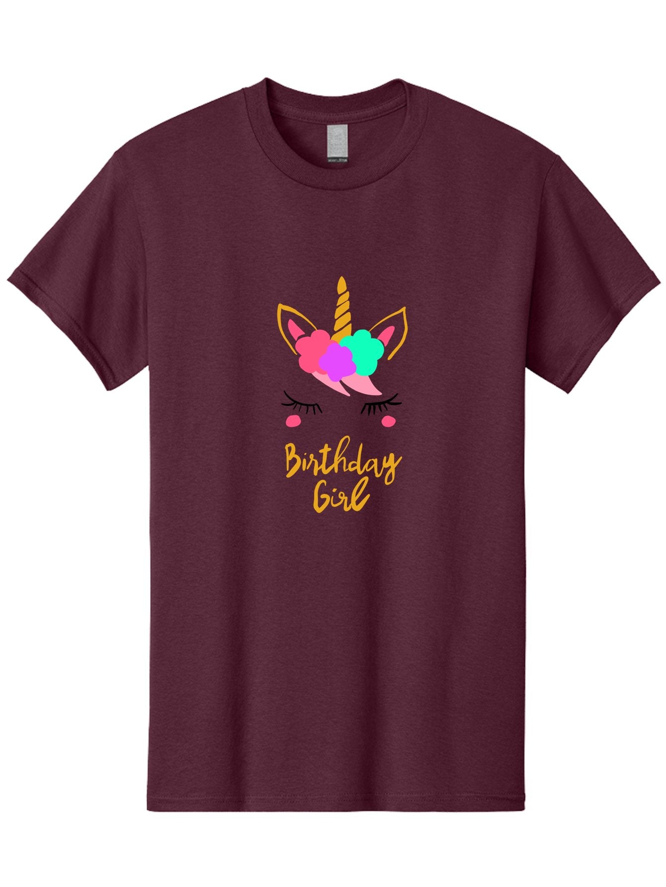 Birthday-Girl Men'S Graphic Tee, 100% Cotton, Comfortable Casual Summer Wear, Machine Washable, Unicorn Face, Colorful Mane, Birthday Girl, Pastel Colors, Yellow Horn, Pink Tears, Eyelashes, Festive Design, Celebration, Fun, Whimsical, -  Aaa013 29