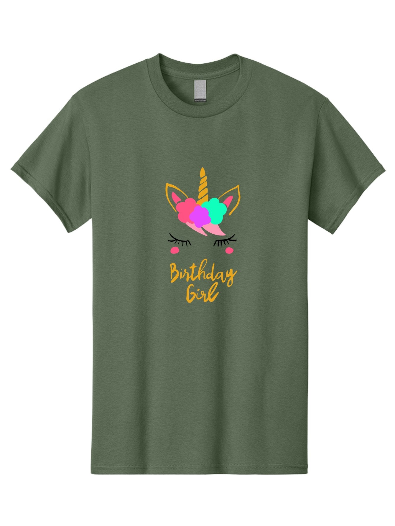 Birthday-Girl Men'S Graphic Tee, 100% Cotton, Comfortable Casual Summer Wear, Machine Washable, Unicorn Face, Colorful Mane, Birthday Girl, Pastel Colors, Yellow Horn, Pink Tears, Eyelashes, Festive Design, Celebration, Fun, Whimsical, -  Aaa013 3