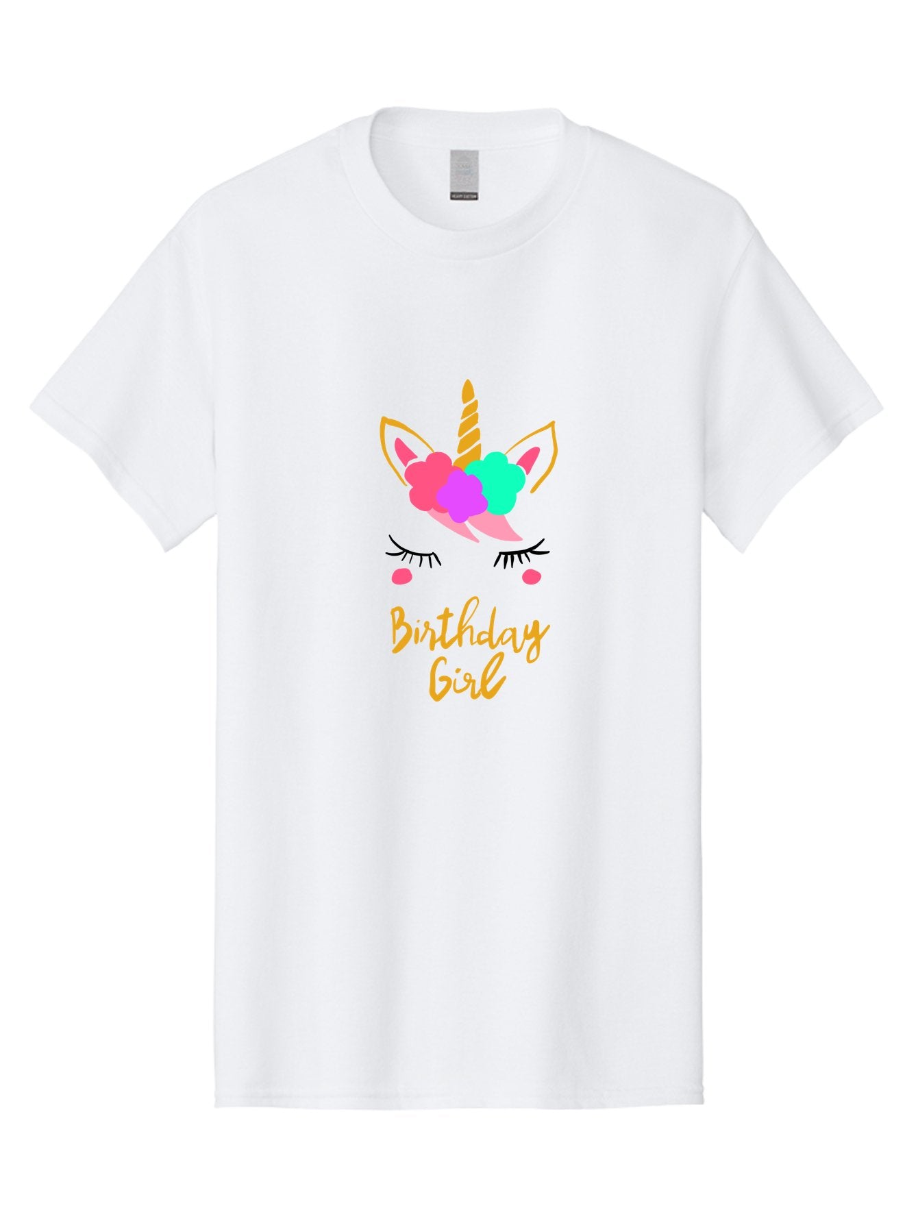 Birthday-Girl Men'S Graphic Tee, 100% Cotton, Comfortable Casual Summer Wear, Machine Washable, Unicorn Face, Colorful Mane, Birthday Girl, Pastel Colors, Yellow Horn, Pink Tears, Eyelashes, Festive Design, Celebration, Fun, Whimsical, -  Aaa013 7