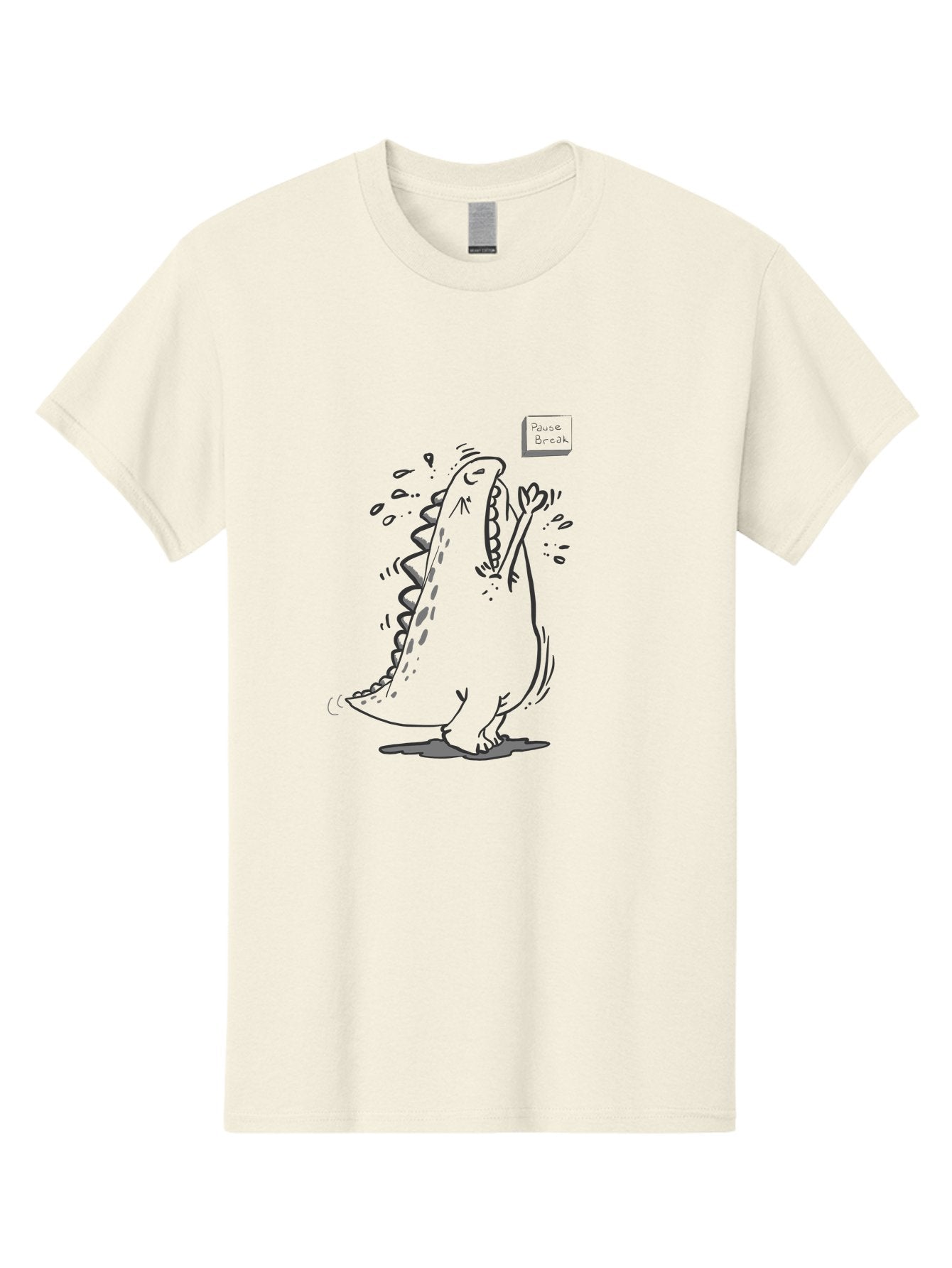 Black-Dog-Eats Men'S Graphic Tee, 100% Cotton, Comfortable Casual Summer Wear, Machine Washable, Cartoon Dinosaur, Singing Or Screaming, Music Or Sound Effects, Dynamic Pose, Stylized Illustration, Graphic Design, Humorous Art, -  Aaa014 25