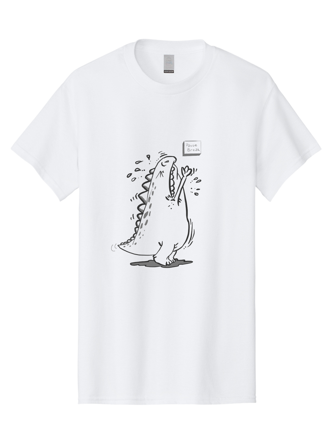 Black-Dog-Eats Men'S Graphic Tee, 100% Cotton, Comfortable Casual Summer Wear, Machine Washable, Cartoon Dinosaur, Singing Or Screaming, Music Or Sound Effects, Dynamic Pose, Stylized Illustration, Graphic Design, Humorous Art, -  Aaa014