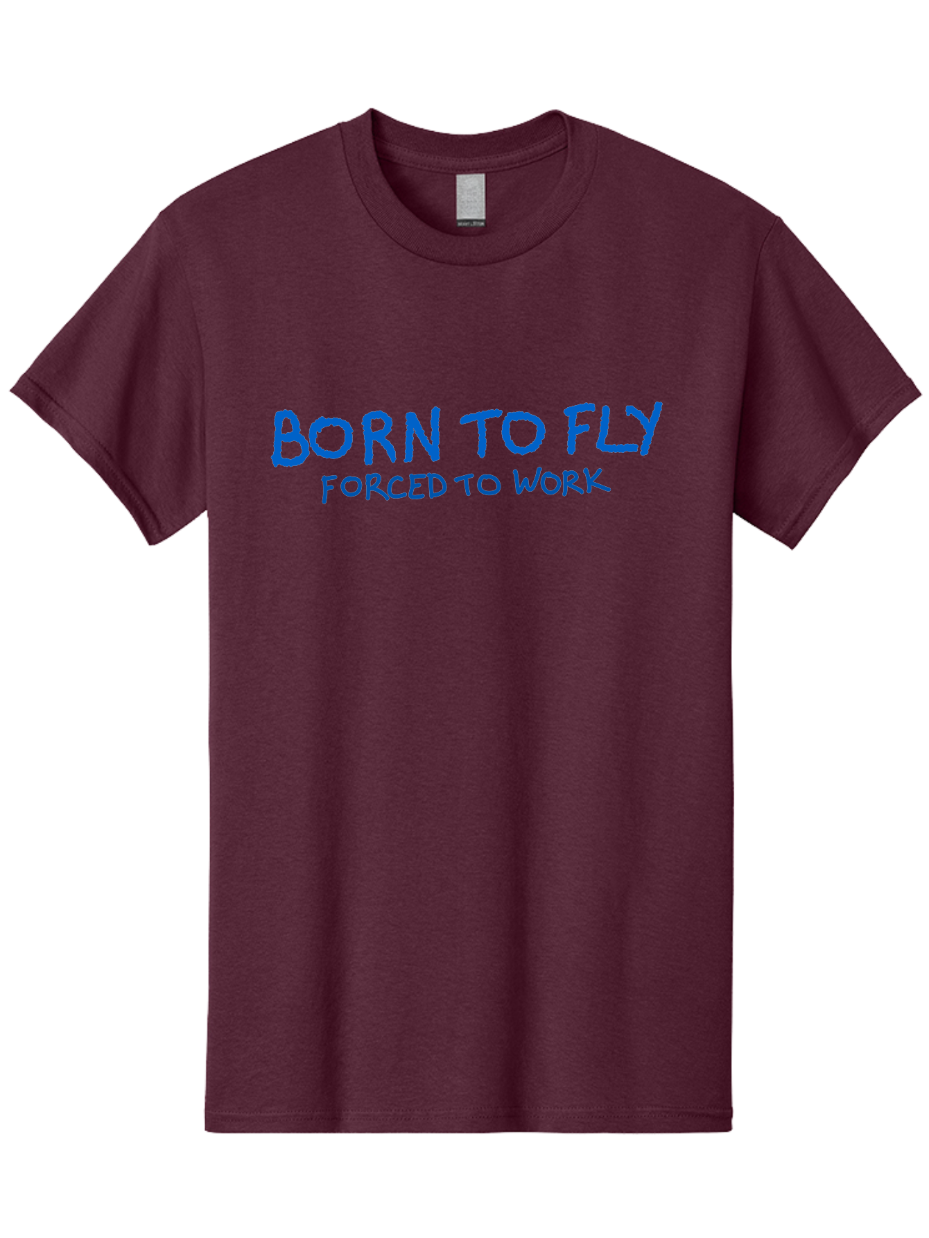 Born-To-Fly-Forced-To-Work Men'S Graphic Tee, 100% Cotton, Comfortable Casual Summer Wear, Machine Washable, Motivational Quote, Inspirational Phrase, Freedom Of Flight, Contrasting Work Life, Bold Typography, Blue Font, Statement Art -  Aaa015 3