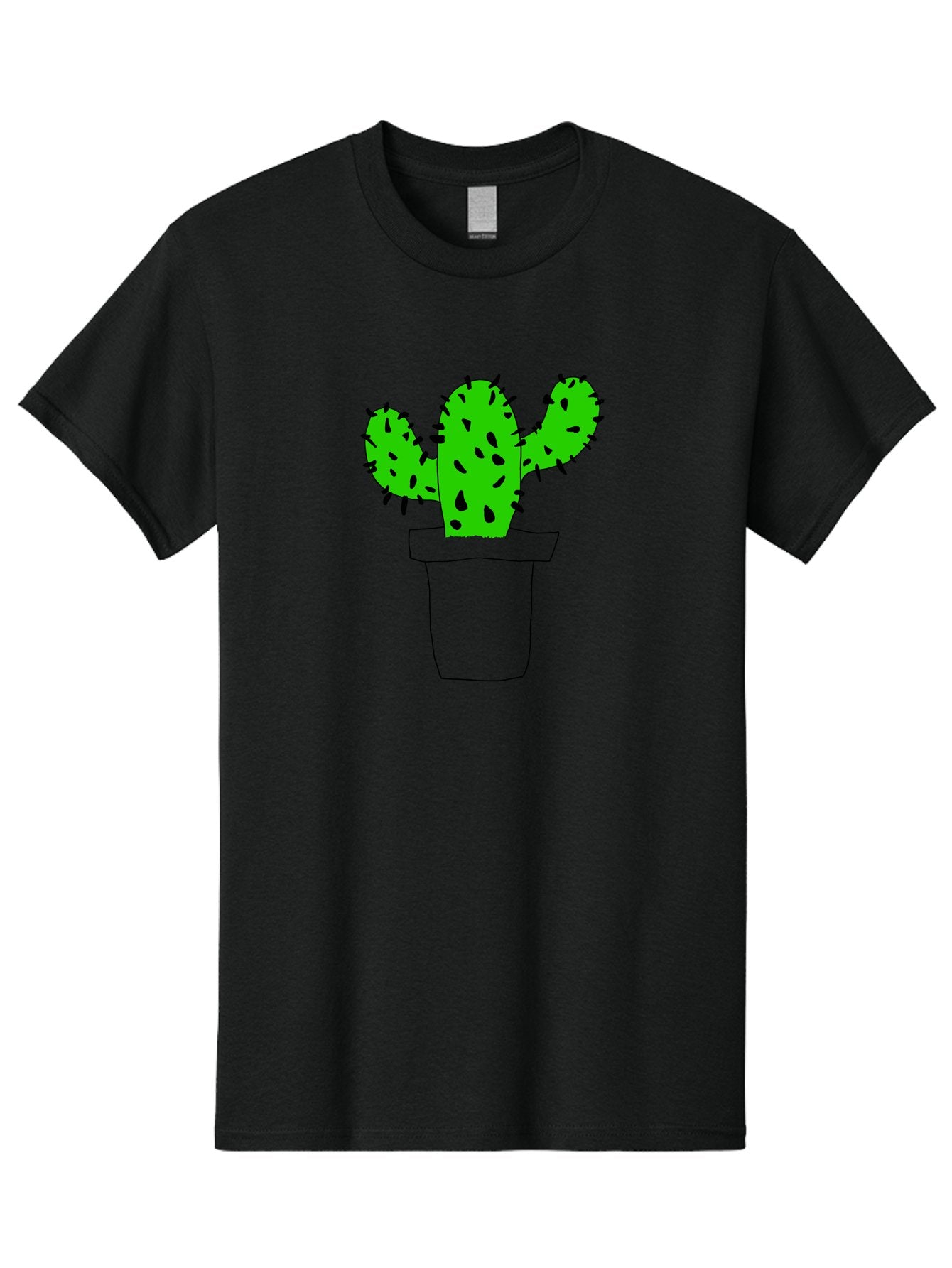 Cactus Men'S Graphic Tee, 100% Cotton, Comfortable Casual Summer Wear, Machine Washable, Cactus Plant, Potted Cactus, Spiky Leaves, Simple Illustration, Minimalist Design, Cacti, Succulent, Desert Plant, Houseplant, Black Outline -  Aaa016 7