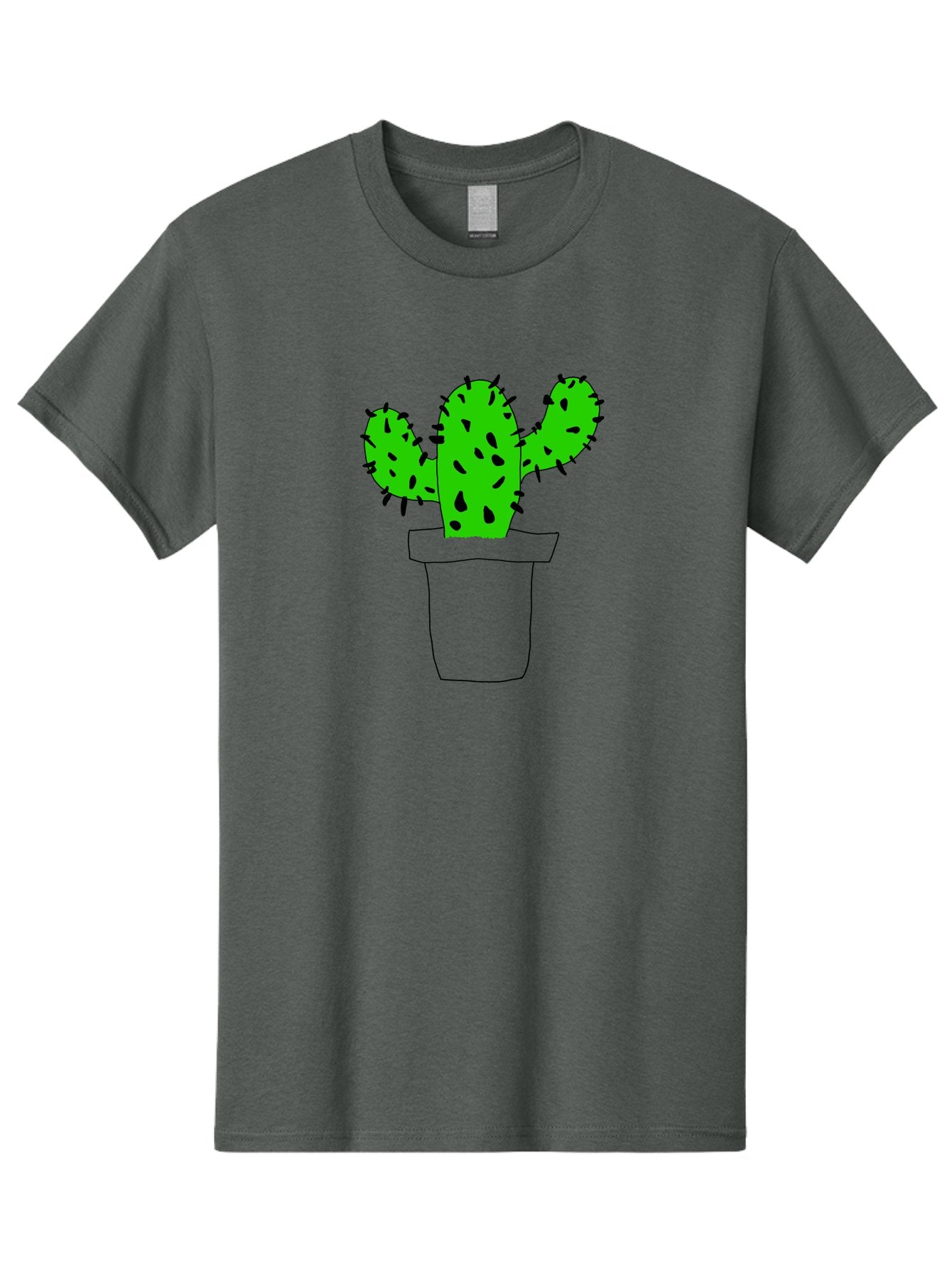 Cactus Men'S Graphic Tee, 100% Cotton, Comfortable Casual Summer Wear, Machine Washable, Cactus Plant, Potted Cactus, Spiky Leaves, Simple Illustration, Minimalist Design, Cacti, Succulent, Desert Plant, Houseplant, Black Outline -  Aaa016 17