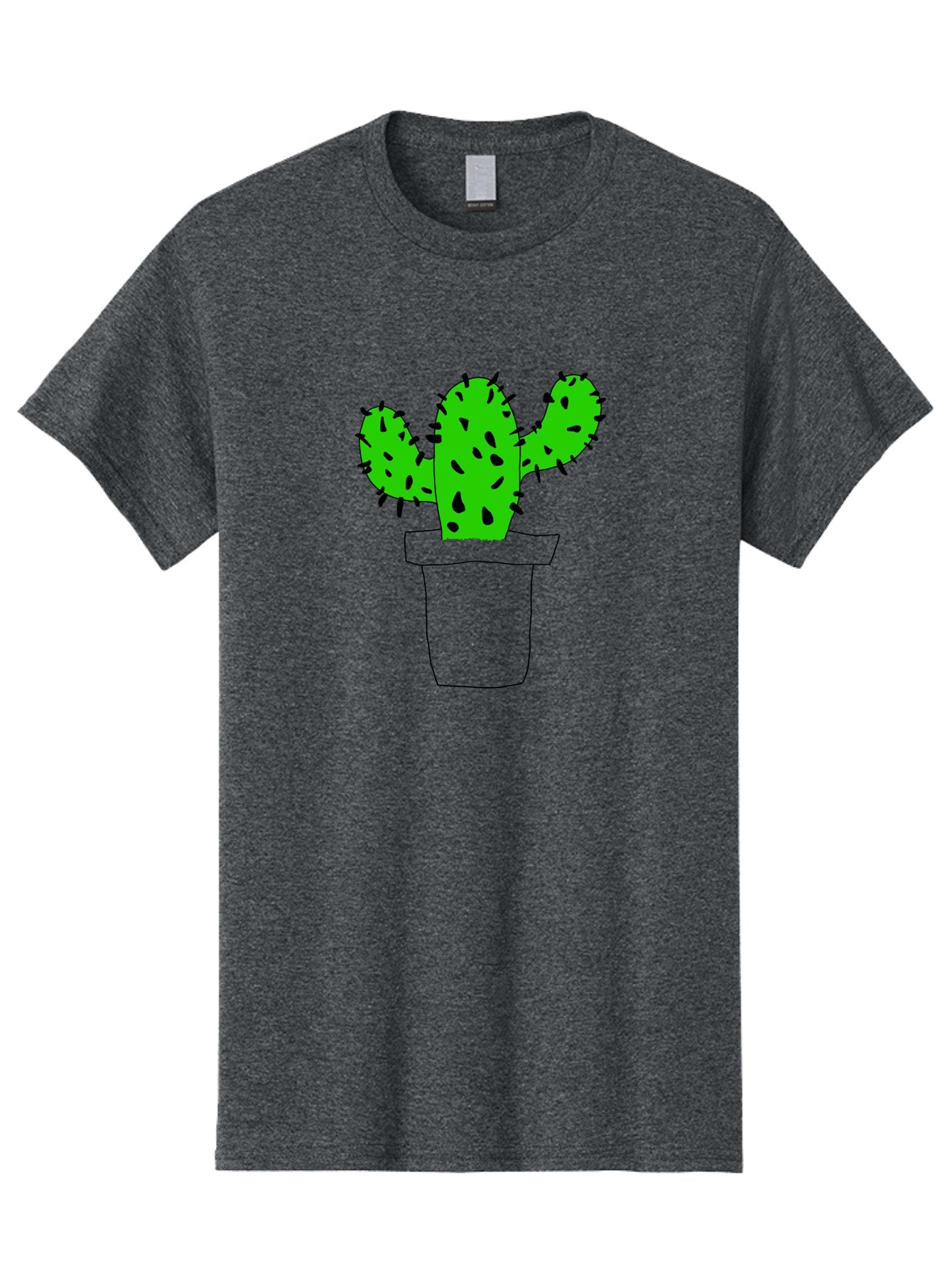 Cactus Men'S Graphic Tee, 100% Cotton, Comfortable Casual Summer Wear, Machine Washable, Cactus Plant, Potted Cactus, Spiky Leaves, Simple Illustration, Minimalist Design, Cacti, Succulent, Desert Plant, Houseplant, Black Outline -  Aaa016 5