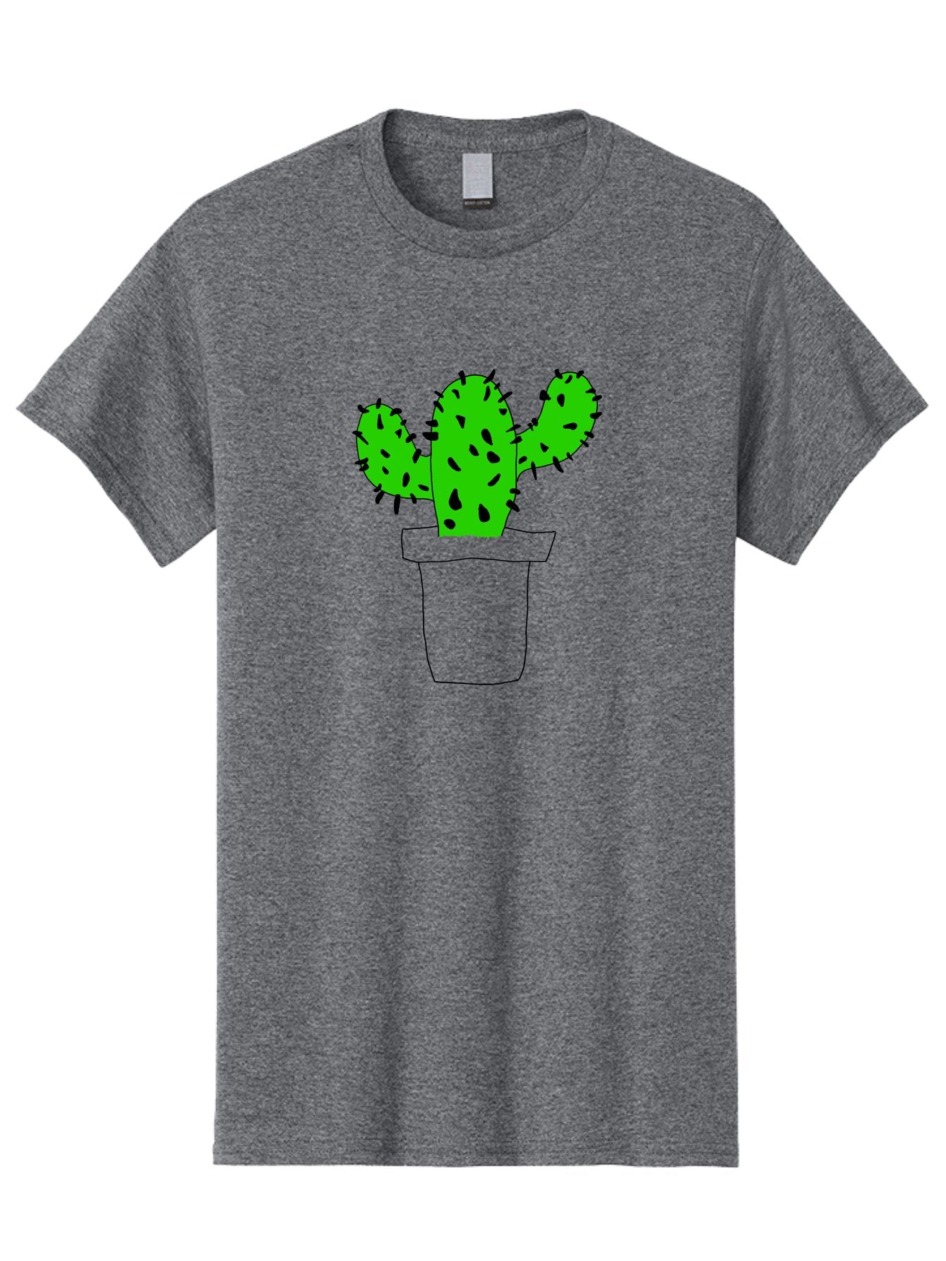 Cactus Men'S Graphic Tee, 100% Cotton, Comfortable Casual Summer Wear, Machine Washable, Cactus Plant, Potted Cactus, Spiky Leaves, Simple Illustration, Minimalist Design, Cacti, Succulent, Desert Plant, Houseplant, Black Outline -  Aaa016 13