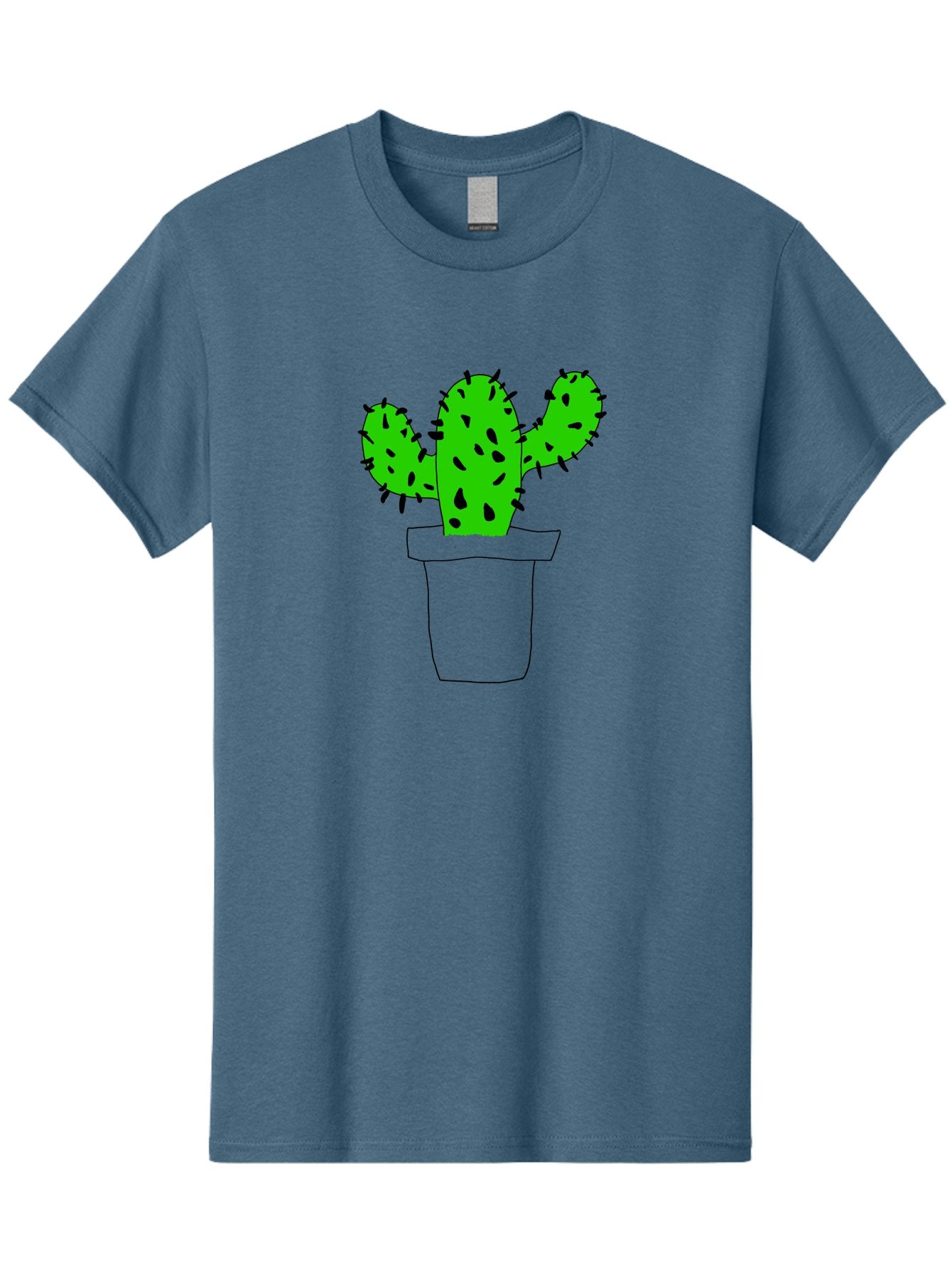 Cactus Men'S Graphic Tee, 100% Cotton, Comfortable Casual Summer Wear, Machine Washable, Cactus Plant, Potted Cactus, Spiky Leaves, Simple Illustration, Minimalist Design, Cacti, Succulent, Desert Plant, Houseplant, Black Outline -  Aaa016 15