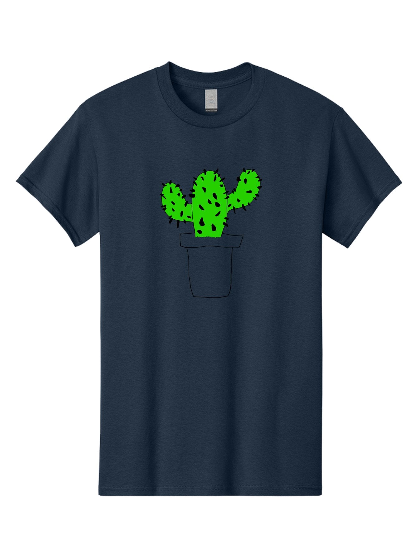 Cactus Men'S Graphic Tee, 100% Cotton, Comfortable Casual Summer Wear, Machine Washable, Cactus Plant, Potted Cactus, Spiky Leaves, Simple Illustration, Minimalist Design, Cacti, Succulent, Desert Plant, Houseplant, Black Outline -  Aaa016 27