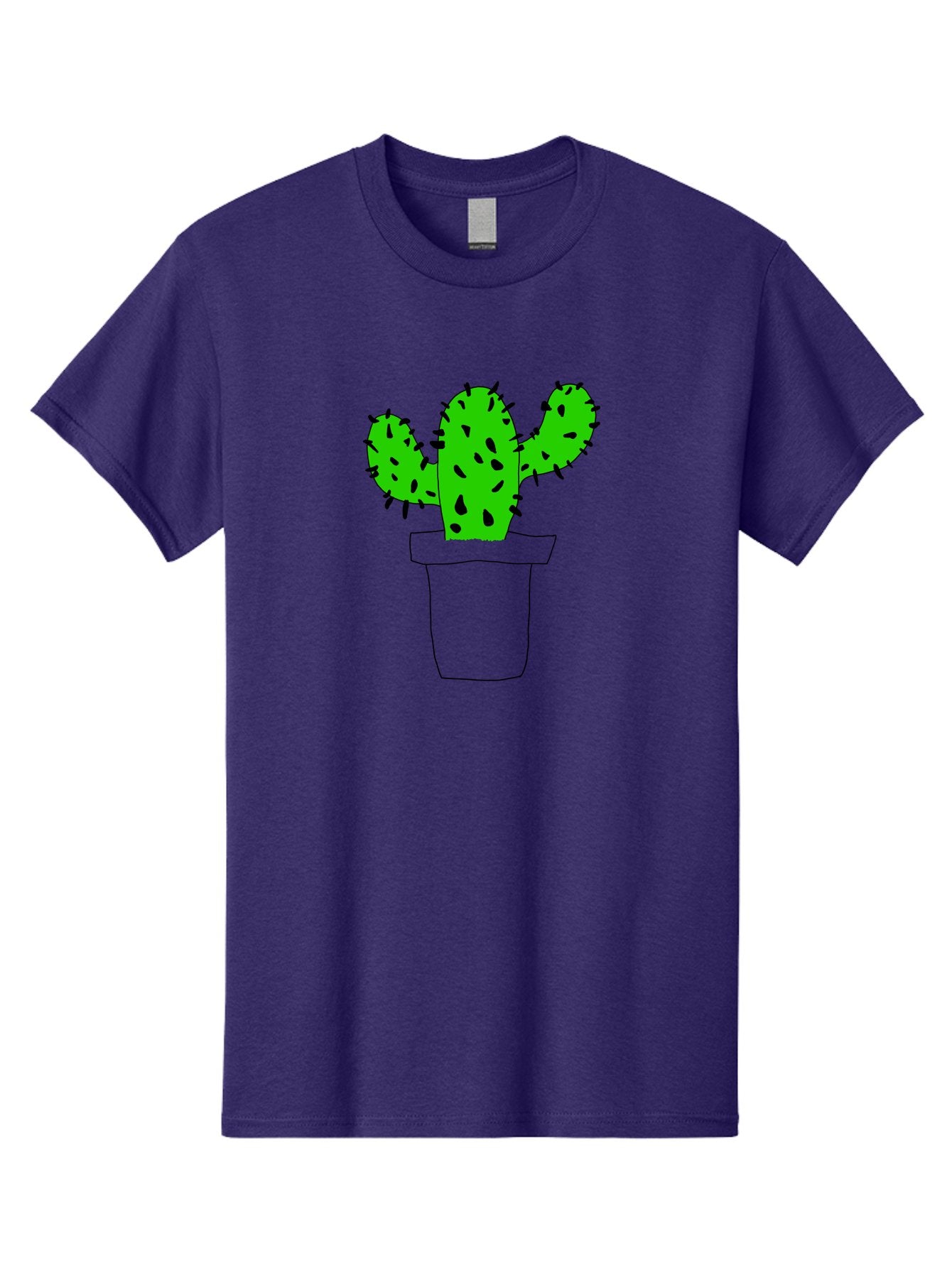 Cactus Men'S Graphic Tee, 100% Cotton, Comfortable Casual Summer Wear, Machine Washable, Cactus Plant, Potted Cactus, Spiky Leaves, Simple Illustration, Minimalist Design, Cacti, Succulent, Desert Plant, Houseplant, Black Outline -  Aaa016 9