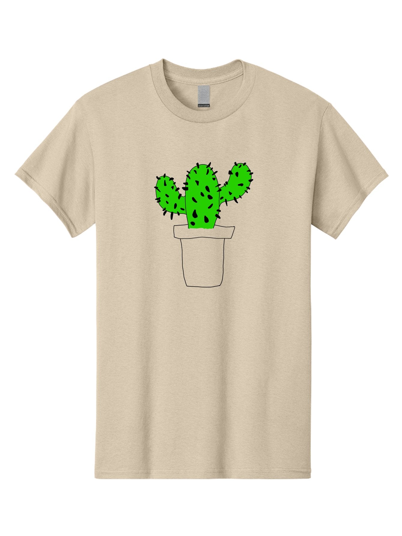 Cactus Men'S Graphic Tee, 100% Cotton, Comfortable Casual Summer Wear, Machine Washable, Cactus Plant, Potted Cactus, Spiky Leaves, Simple Illustration, Minimalist Design, Cacti, Succulent, Desert Plant, Houseplant, Black Outline -  Aaa016 19
