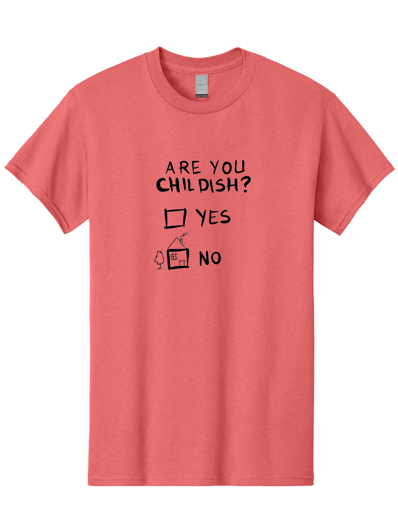 Childish-Quiz Men'S Graphic Tee, 100% Cotton, Comfortable Casual Summer Wear, Machine Washable, Childish Personality, Personality Quiz, Checkbox Design, Yes Or No Question, Doodle Art, Playful Illustration, Quirky Humor, Funny Graphics -  Aaa019 23