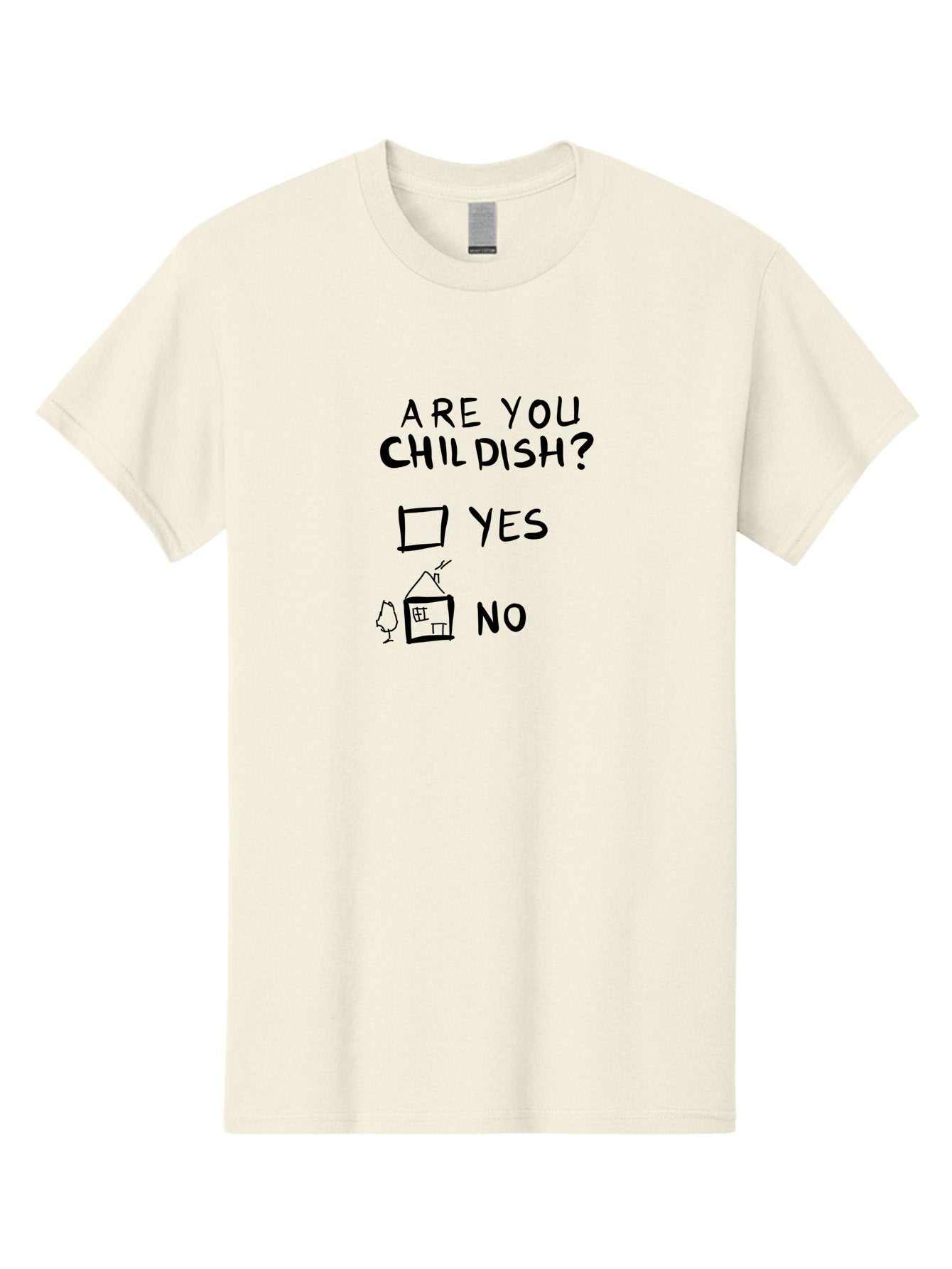 Childish-Quiz Men'S Graphic Tee, 100% Cotton, Comfortable Casual Summer Wear, Machine Washable, Childish Personality, Personality Quiz, Checkbox Design, Yes Or No Question, Doodle Art, Playful Illustration, Quirky Humor, Funny Graphics -  Aaa019 3