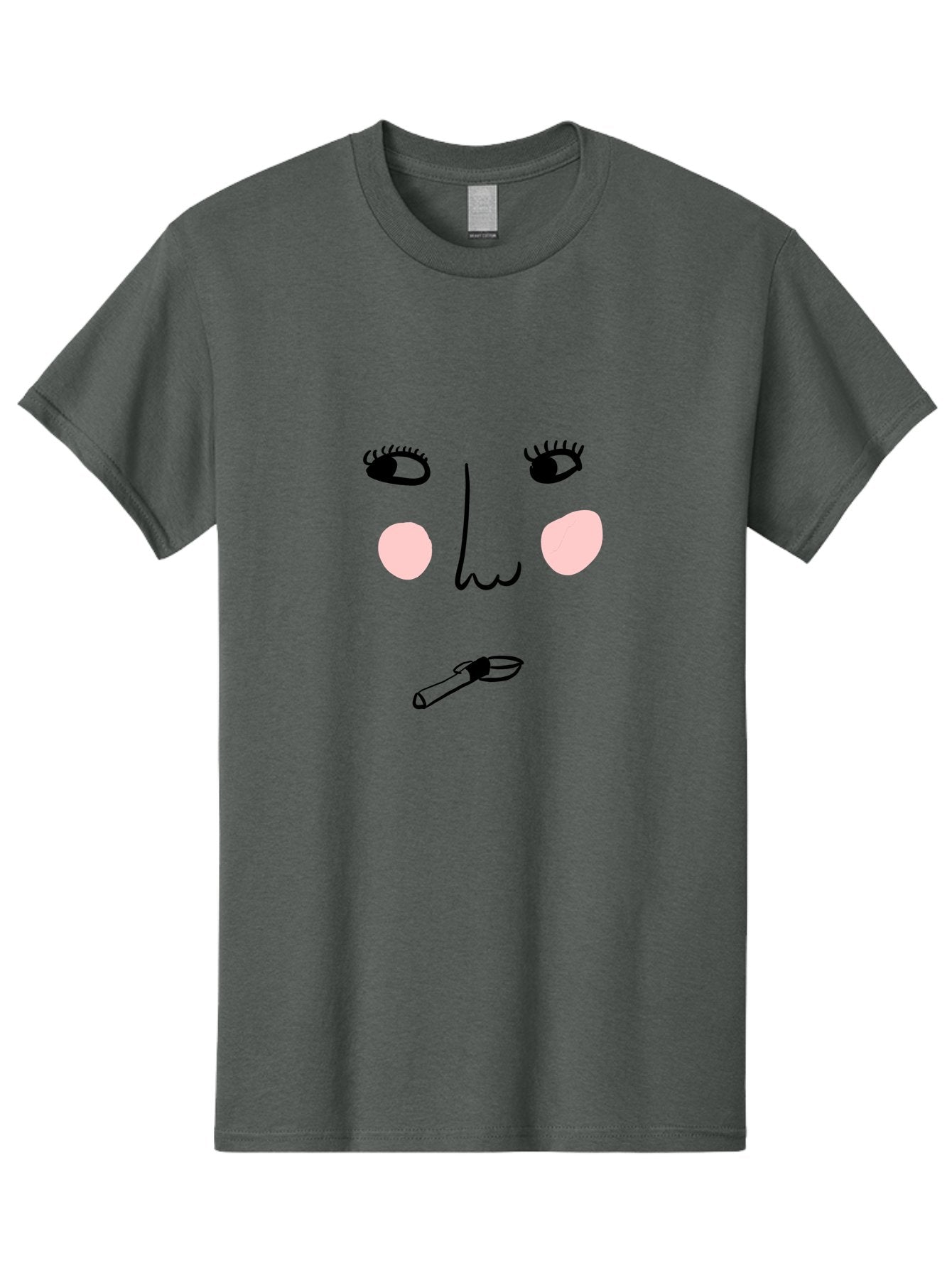 Cigarette-Face Men'S Graphic Tee, 100% Cotton, Comfortable Casual Summer Wear, Machine Washable, Cartoon Face, Whimsical Illustration, Smoking Culture, Cigarette, Quirky Art, Abstract Face, Minimalist Design, Simple Shapes -  Aaa020 25