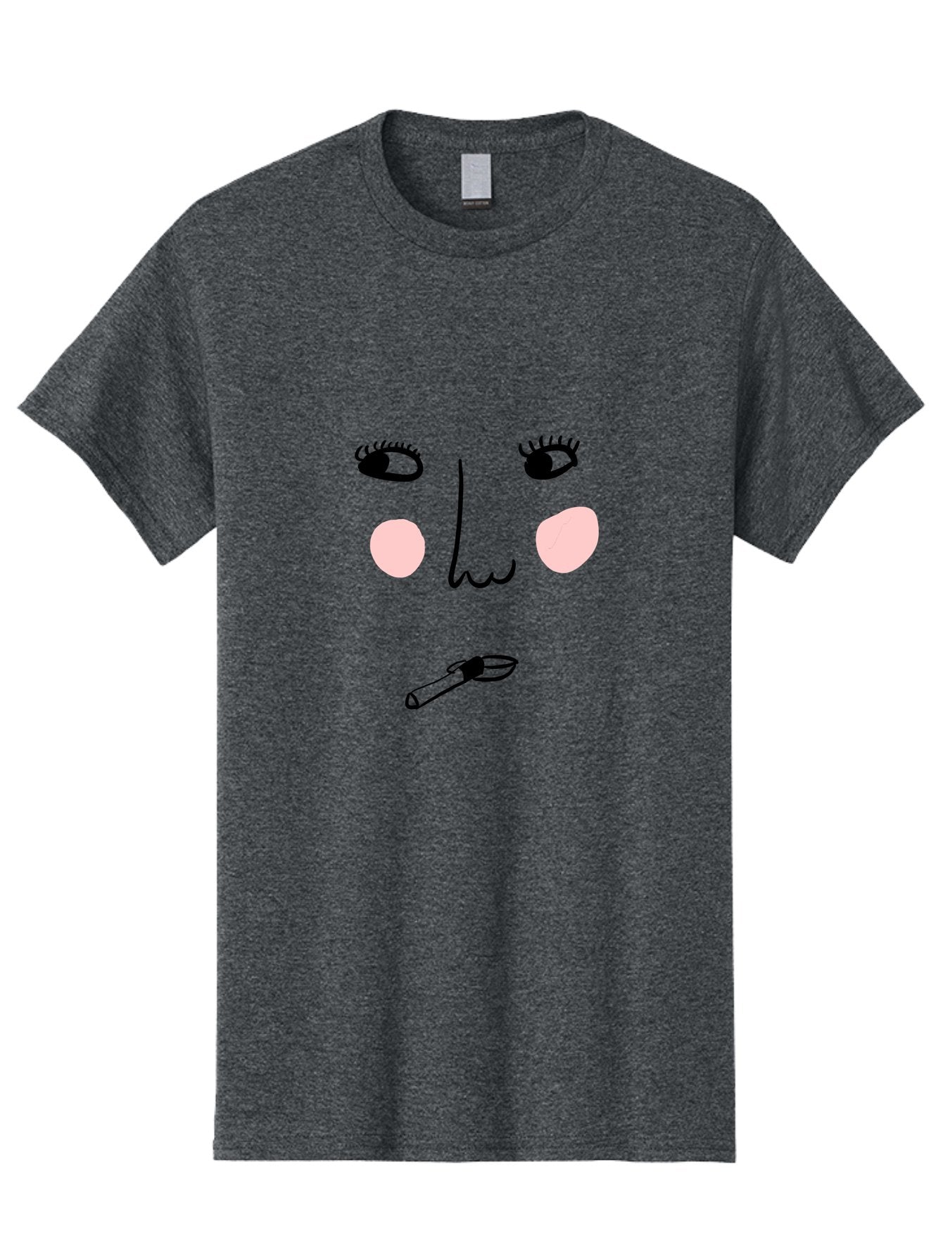 Cigarette-Face Men'S Graphic Tee, 100% Cotton, Comfortable Casual Summer Wear, Machine Washable, Cartoon Face, Whimsical Illustration, Smoking Culture, Cigarette, Quirky Art, Abstract Face, Minimalist Design, Simple Shapes -  Aaa020 7