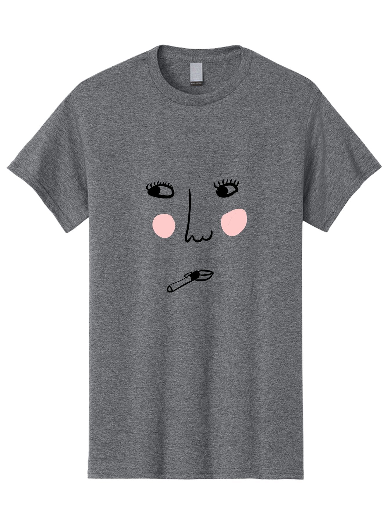 Cigarette-Face Men'S Graphic Tee, 100% Cotton, Comfortable Casual Summer Wear, Machine Washable, Cartoon Face, Whimsical Illustration, Smoking Culture, Cigarette, Quirky Art, Abstract Face, Minimalist Design, Simple Shapes -  Aaa020 19