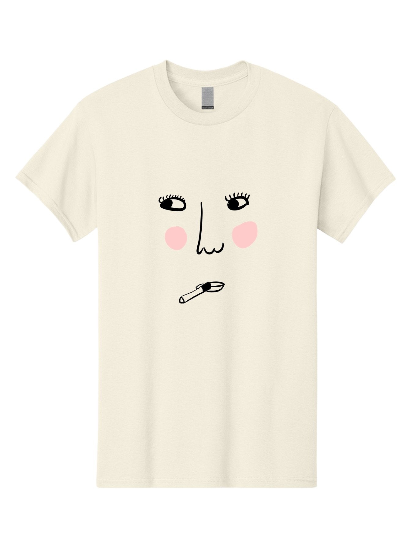 Cigarette-Face Men'S Graphic Tee, 100% Cotton, Comfortable Casual Summer Wear, Machine Washable, Cartoon Face, Whimsical Illustration, Smoking Culture, Cigarette, Quirky Art, Abstract Face, Minimalist Design, Simple Shapes -  Aaa020 27