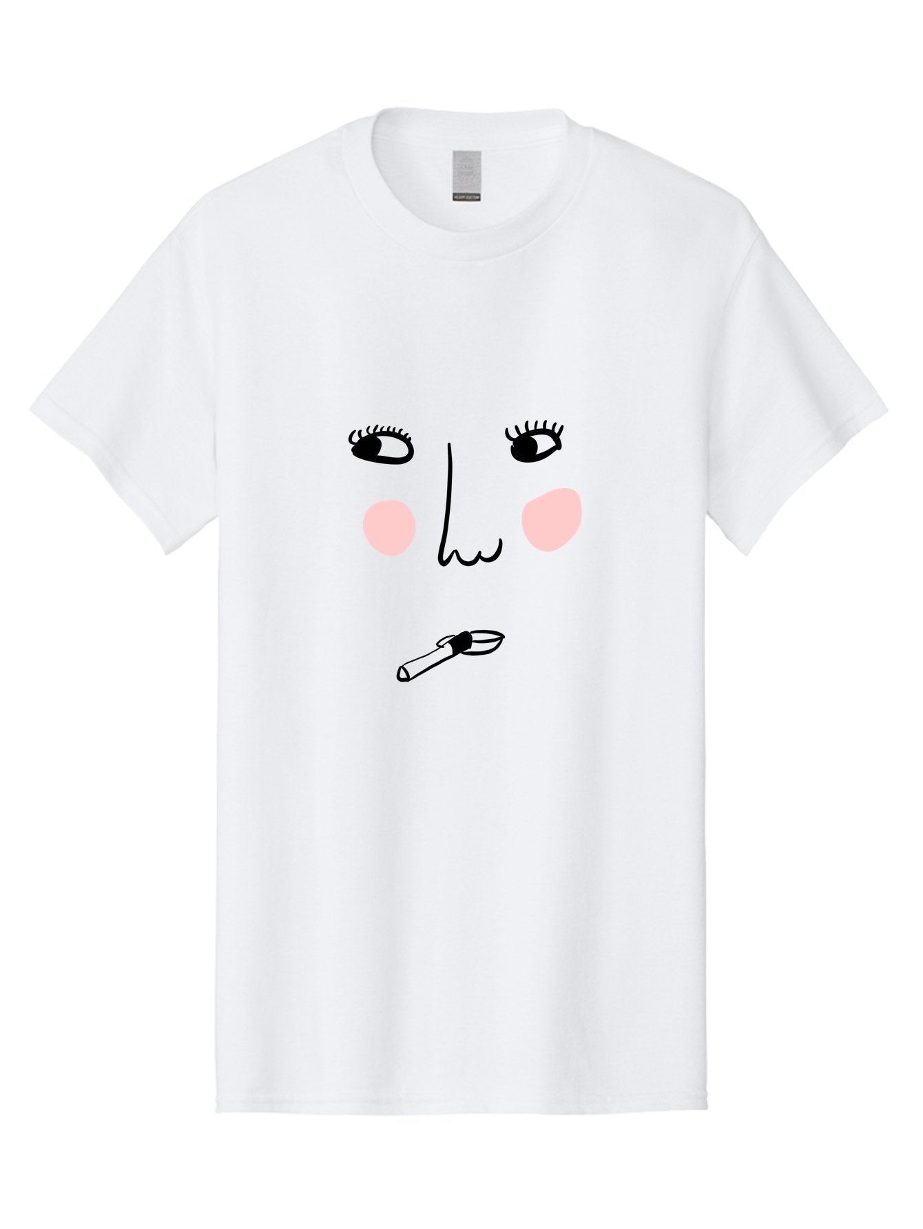 Cigarette-Face Men'S Graphic Tee, 100% Cotton, Comfortable Casual Summer Wear, Machine Washable, Cartoon Face, Whimsical Illustration, Smoking Culture, Cigarette, Quirky Art, Abstract Face, Minimalist Design, Simple Shapes -  Aaa020 17