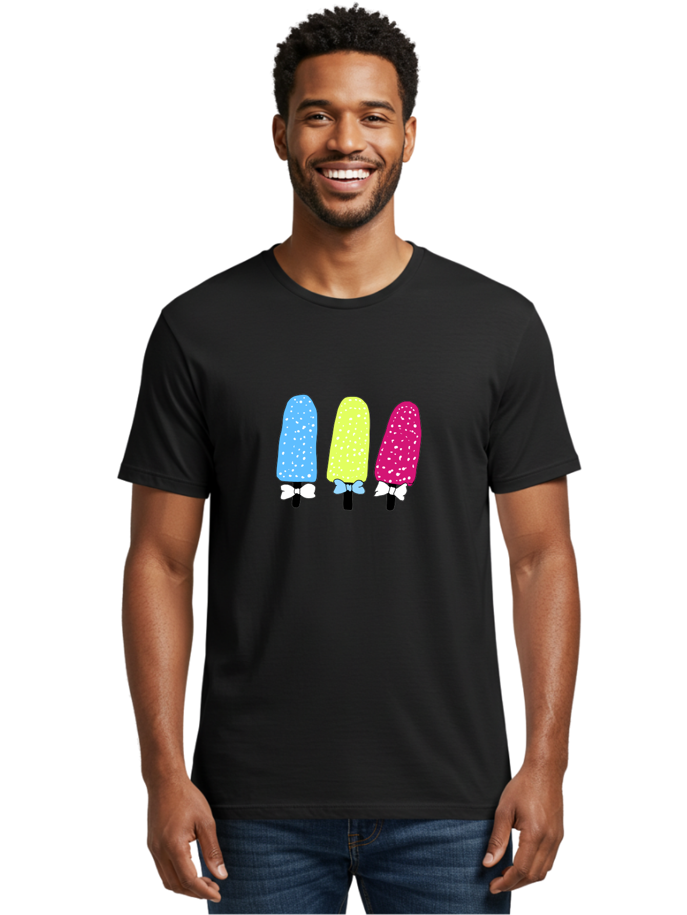 Colorful-Ice-Pops Men'S Graphic Tee, 100% Cotton, Comfortable Casual Summer Wear, Machine Washable, Colorful Ice Pops, Sweet Treats, Summer Fun, Popsicle Sticks, Bows, Kawaii Art, Ice Cream, Desserts, Party Favors, Vibrant Colors -  Aaa021 8