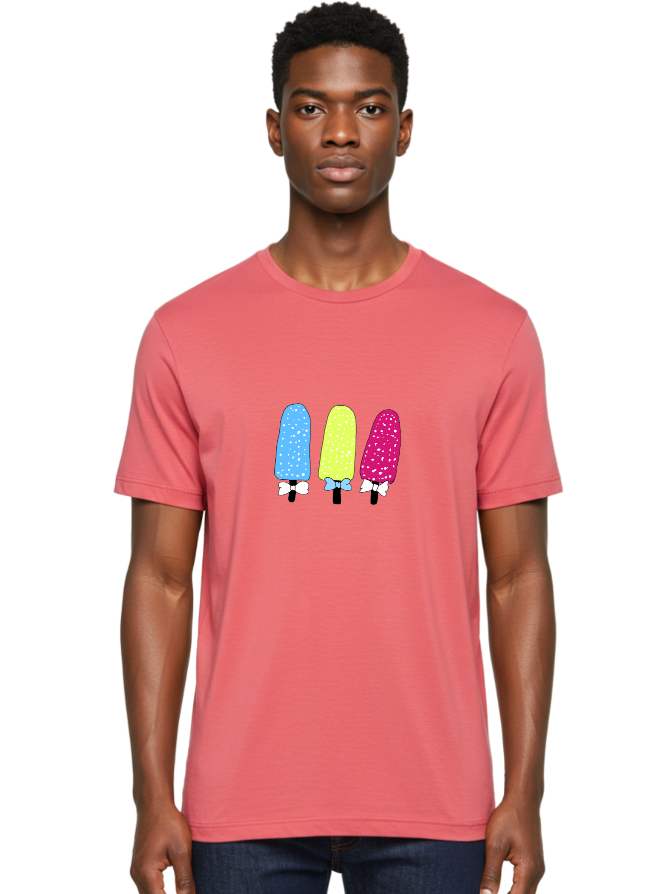 Colorful-Ice-Pops Men'S Graphic Tee, 100% Cotton, Comfortable Casual Summer Wear, Machine Washable, Colorful Ice Pops, Sweet Treats, Summer Fun, Popsicle Sticks, Bows, Kawaii Art, Ice Cream, Desserts, Party Favors, Vibrant Colors -  Aaa021 18