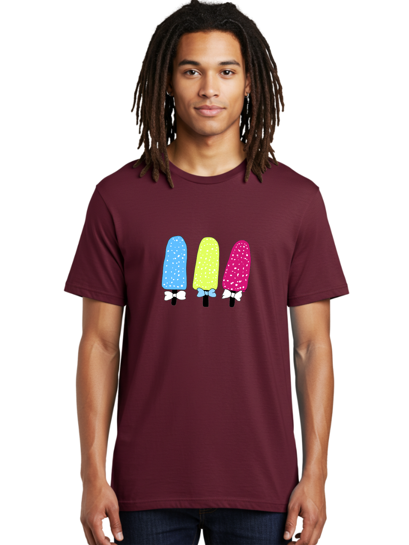 Colorful-Ice-Pops Men'S Graphic Tee, 100% Cotton, Comfortable Casual Summer Wear, Machine Washable, Colorful Ice Pops, Sweet Treats, Summer Fun, Popsicle Sticks, Bows, Kawaii Art, Ice Cream, Desserts, Party Favors, Vibrant Colors -  Aaa021 26