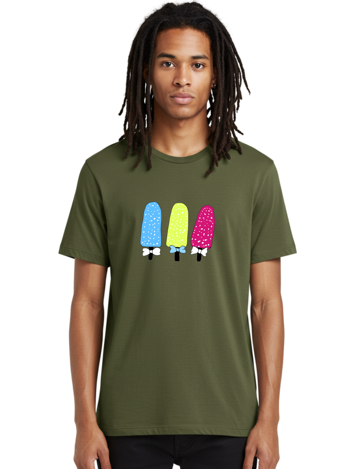 Colorful-Ice-Pops Men'S Graphic Tee, 100% Cotton, Comfortable Casual Summer Wear, Machine Washable, Colorful Ice Pops, Sweet Treats, Summer Fun, Popsicle Sticks, Bows, Kawaii Art, Ice Cream, Desserts, Party Favors, Vibrant Colors -  Aaa021 20