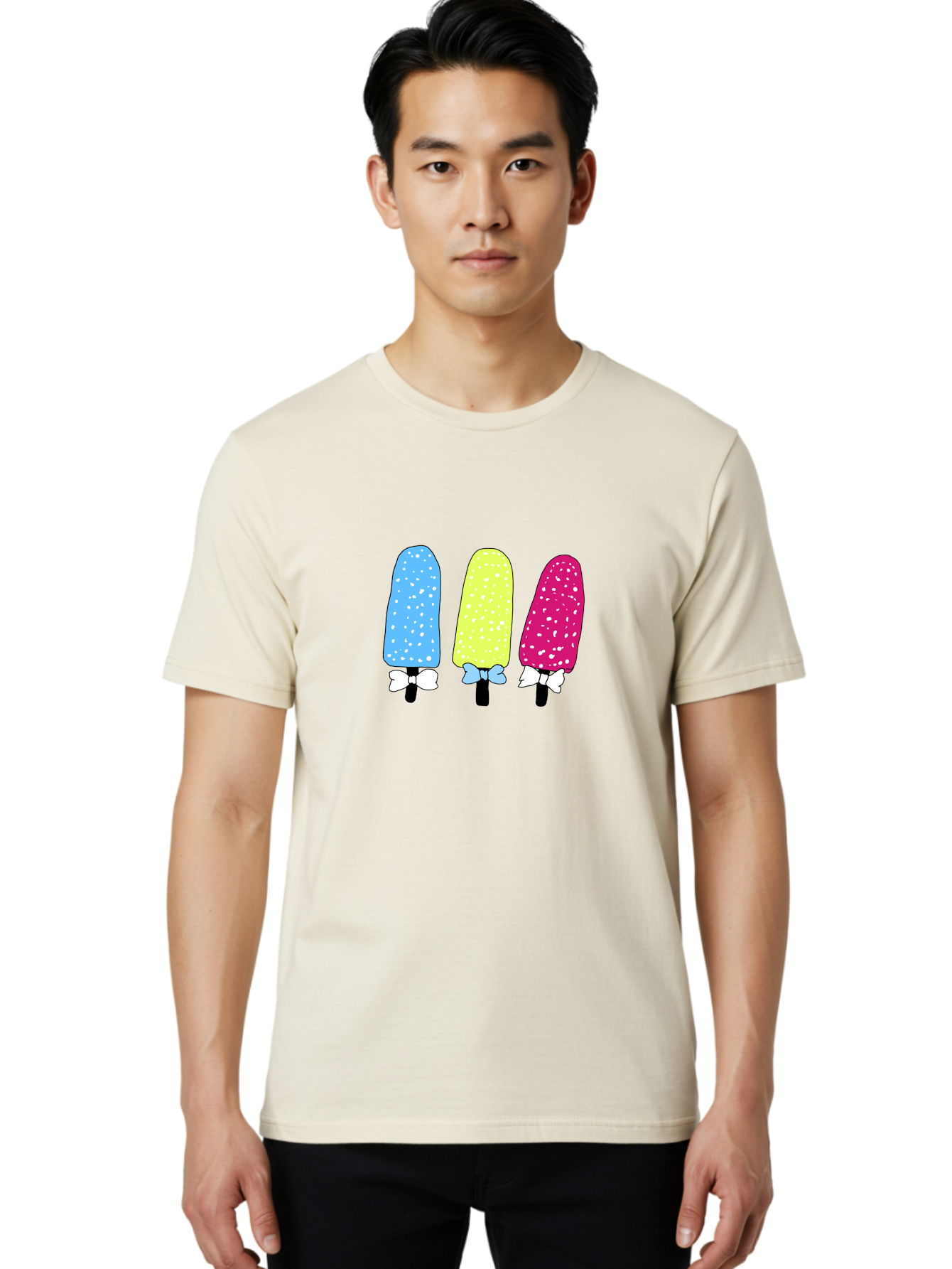 Colorful-Ice-Pops Men'S Graphic Tee, 100% Cotton, Comfortable Casual Summer Wear, Machine Washable, Colorful Ice Pops, Sweet Treats, Summer Fun, Popsicle Sticks, Bows, Kawaii Art, Ice Cream, Desserts, Party Favors, Vibrant Colors -  Aaa021 6