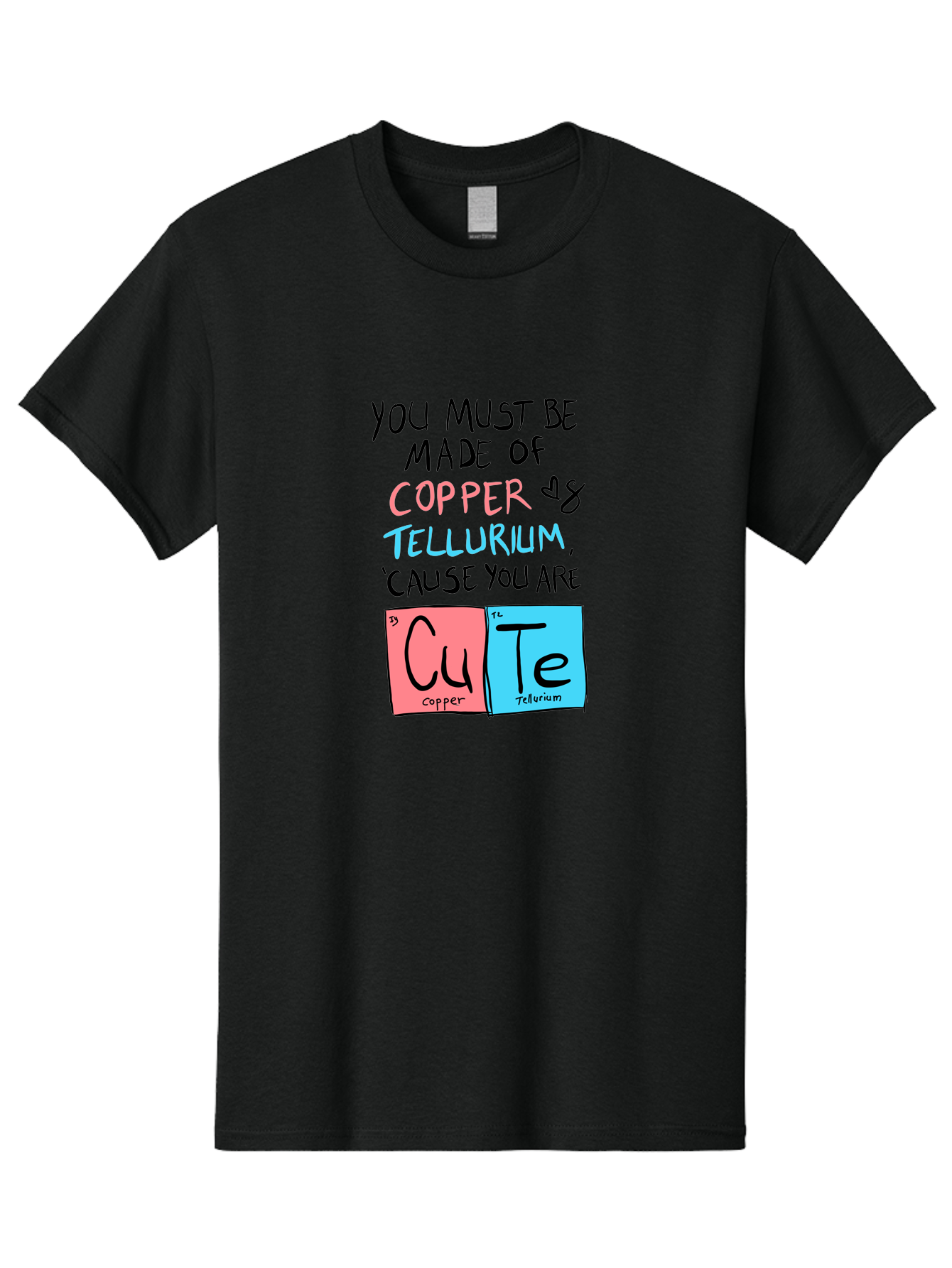 Cute-Chemistry-Pun Men'S Graphic Tee, 100% Cotton, Comfortable Casual Summer Wear, Machine Washable, Cute Chemistry Pun, Periodic Table Elements, Copper And Tellurium, Chemistry Joke, Science Humor, Funny Quote, Playful Design, -  Aaa022