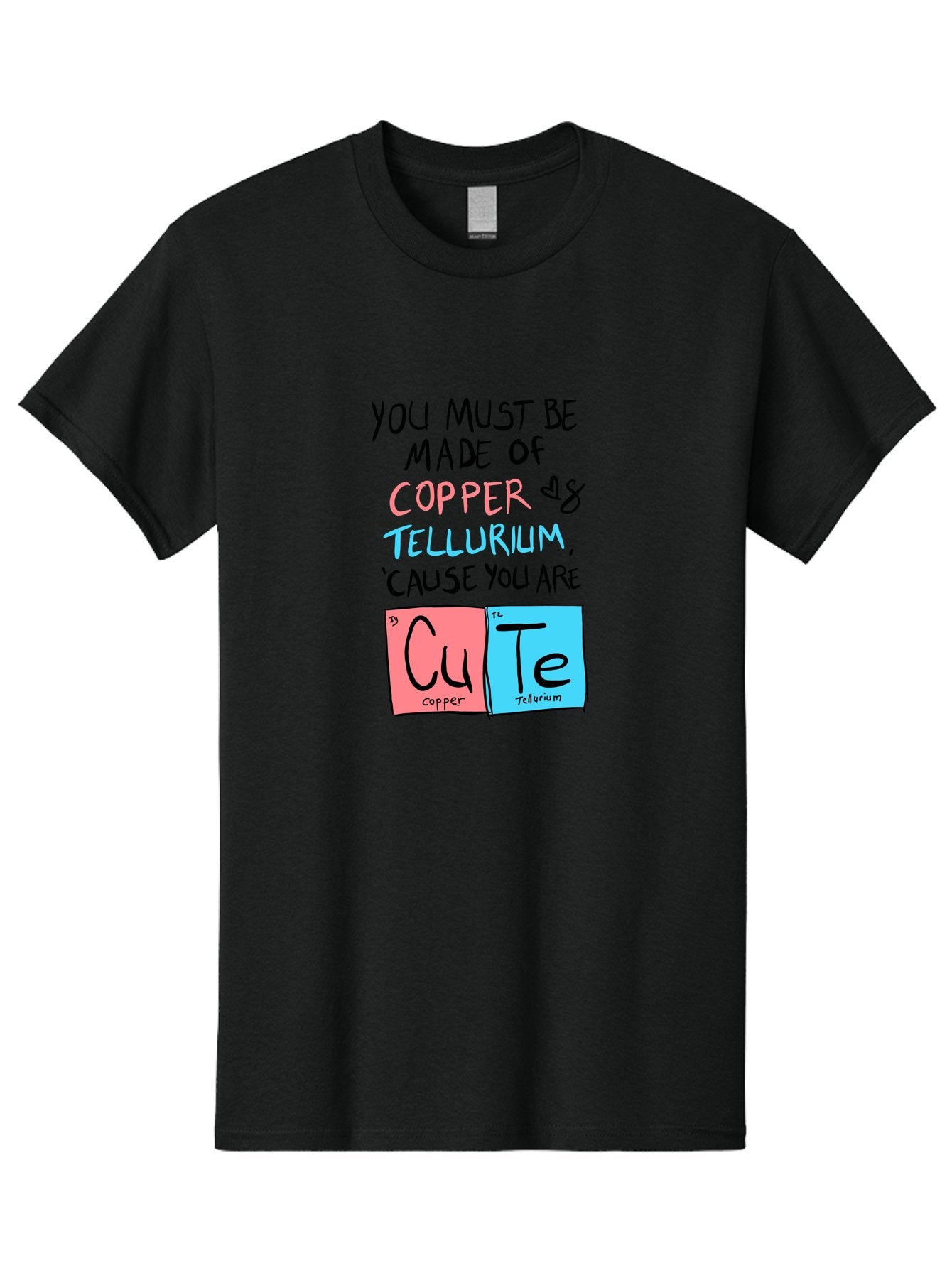 Cute-Chemistry-Pun Men'S Graphic Tee, 100% Cotton, Comfortable Casual Summer Wear, Machine Washable, Cute Chemistry Pun, Periodic Table Elements, Copper And Tellurium, Chemistry Joke, Science Humor, Funny Quote, Playful Design, -  Aaa022 3