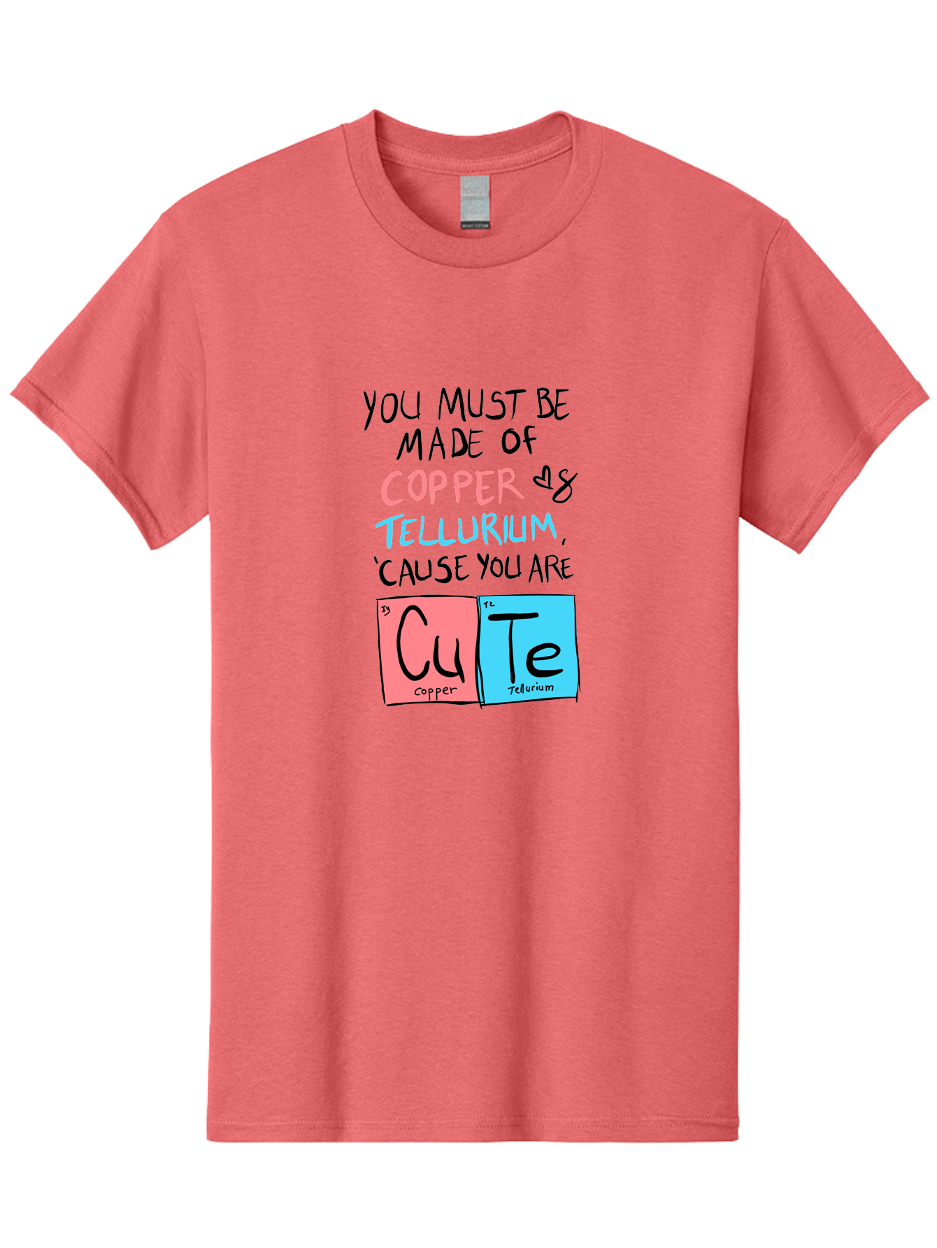 Cute-Chemistry-Pun Men'S Graphic Tee, 100% Cotton, Comfortable Casual Summer Wear, Machine Washable, Cute Chemistry Pun, Periodic Table Elements, Copper And Tellurium, Chemistry Joke, Science Humor, Funny Quote, Playful Design, -  Aaa022 9