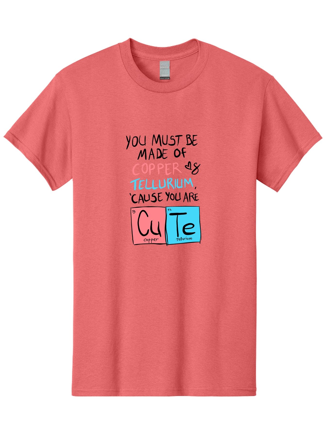 Cute-Chemistry-Pun Men'S Graphic Tee, 100% Cotton, Comfortable Casual Summer Wear, Machine Washable, Cute Chemistry Pun, Periodic Table Elements, Copper And Tellurium, Chemistry Joke, Science Humor, Funny Quote, Playful Design, -  Aaa022 23