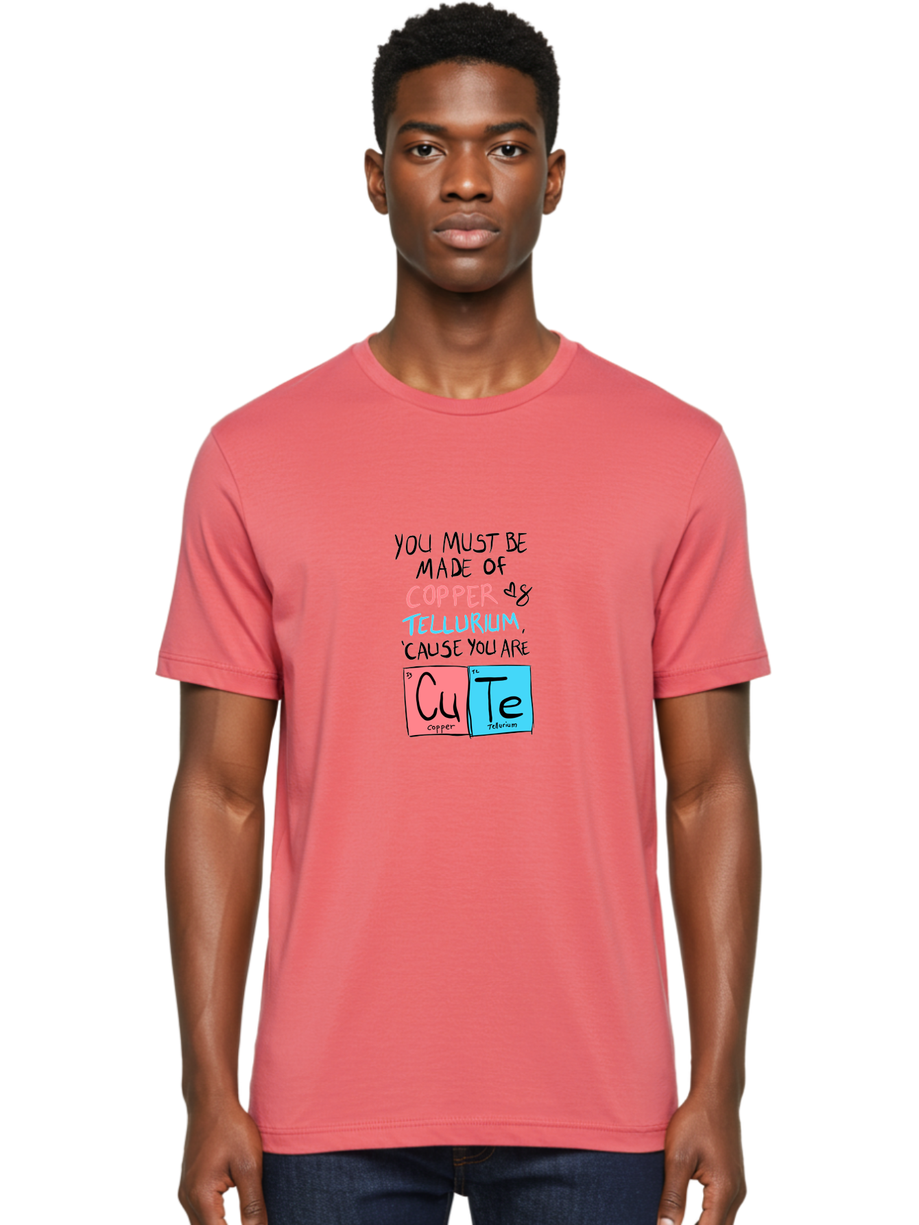 Cute-Chemistry-Pun Men'S Graphic Tee, 100% Cotton, Comfortable Casual Summer Wear, Machine Washable, Cute Chemistry Pun, Periodic Table Elements, Copper And Tellurium, Chemistry Joke, Science Humor, Funny Quote, Playful Design, -  Aaa022 10