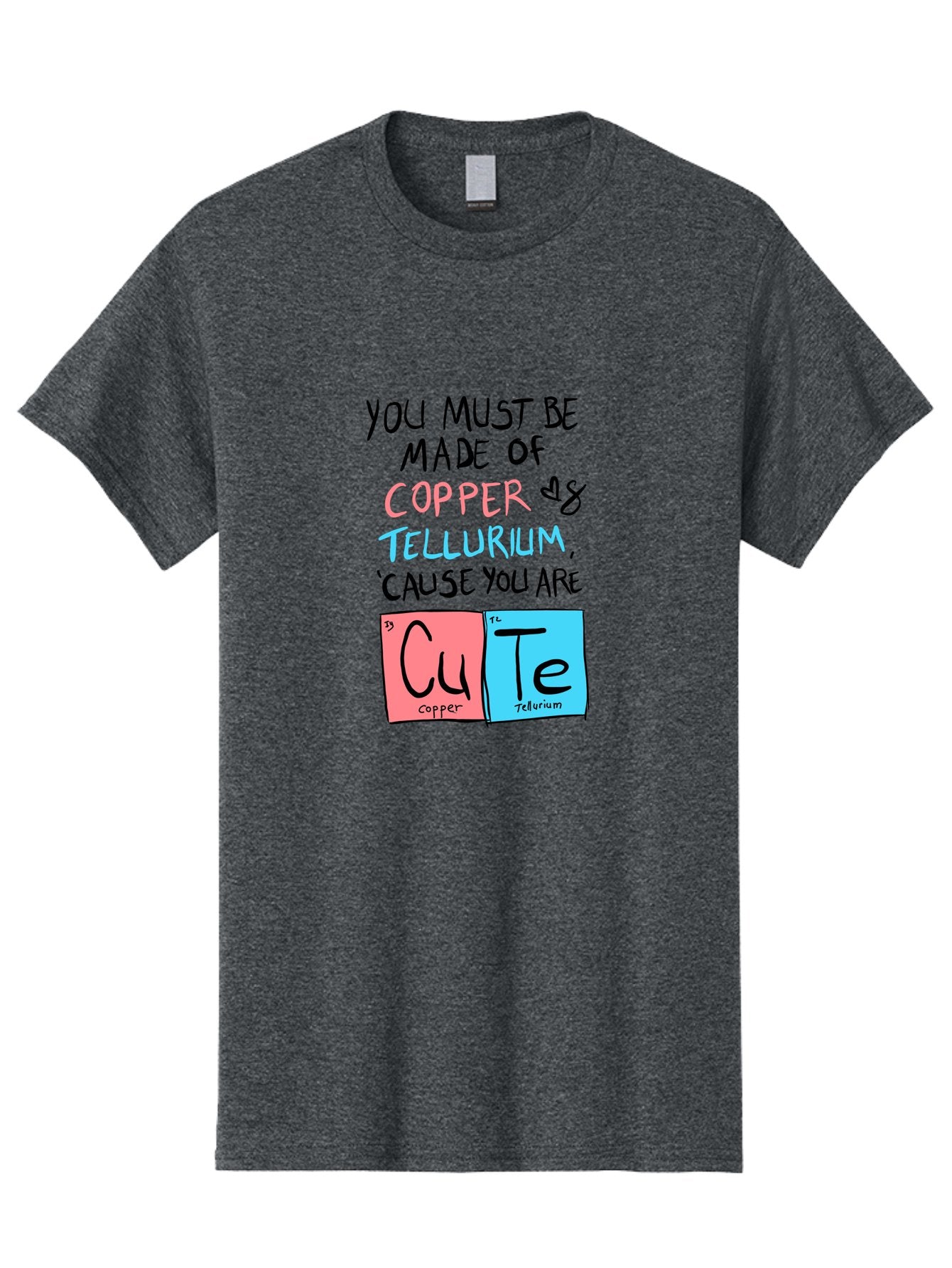 Cute-Chemistry-Pun Men'S Graphic Tee, 100% Cotton, Comfortable Casual Summer Wear, Machine Washable, Cute Chemistry Pun, Periodic Table Elements, Copper And Tellurium, Chemistry Joke, Science Humor, Funny Quote, Playful Design, -  Aaa022 27