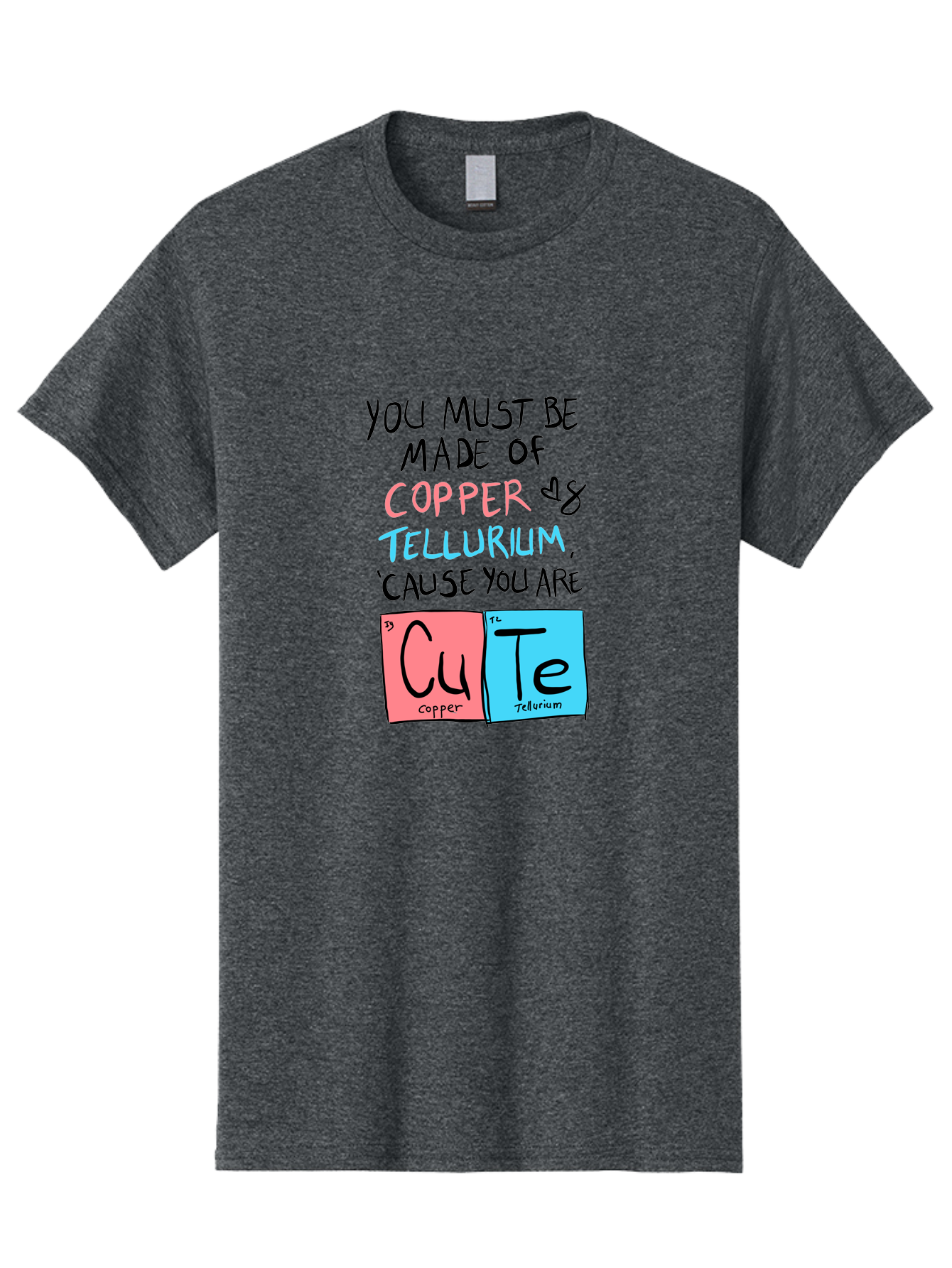 Cute-Chemistry-Pun Men'S Graphic Tee, 100% Cotton, Comfortable Casual Summer Wear, Machine Washable, Cute Chemistry Pun, Periodic Table Elements, Copper And Tellurium, Chemistry Joke, Science Humor, Funny Quote, Playful Design, -  Aaa022 21