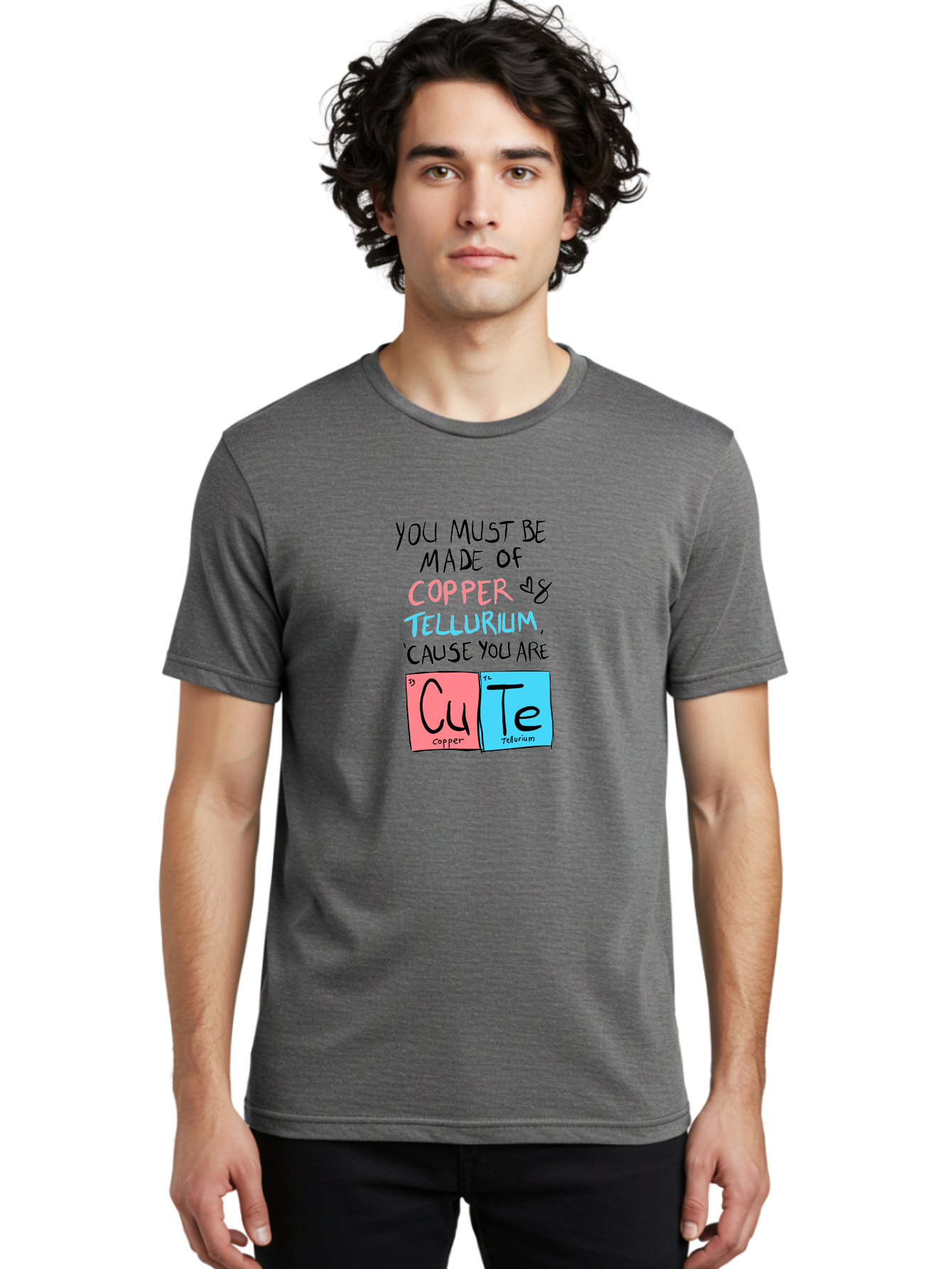 Cute-Chemistry-Pun Men'S Graphic Tee, 100% Cotton, Comfortable Casual Summer Wear, Machine Washable, Cute Chemistry Pun, Periodic Table Elements, Copper And Tellurium, Chemistry Joke, Science Humor, Funny Quote, Playful Design, -  Aaa022 14