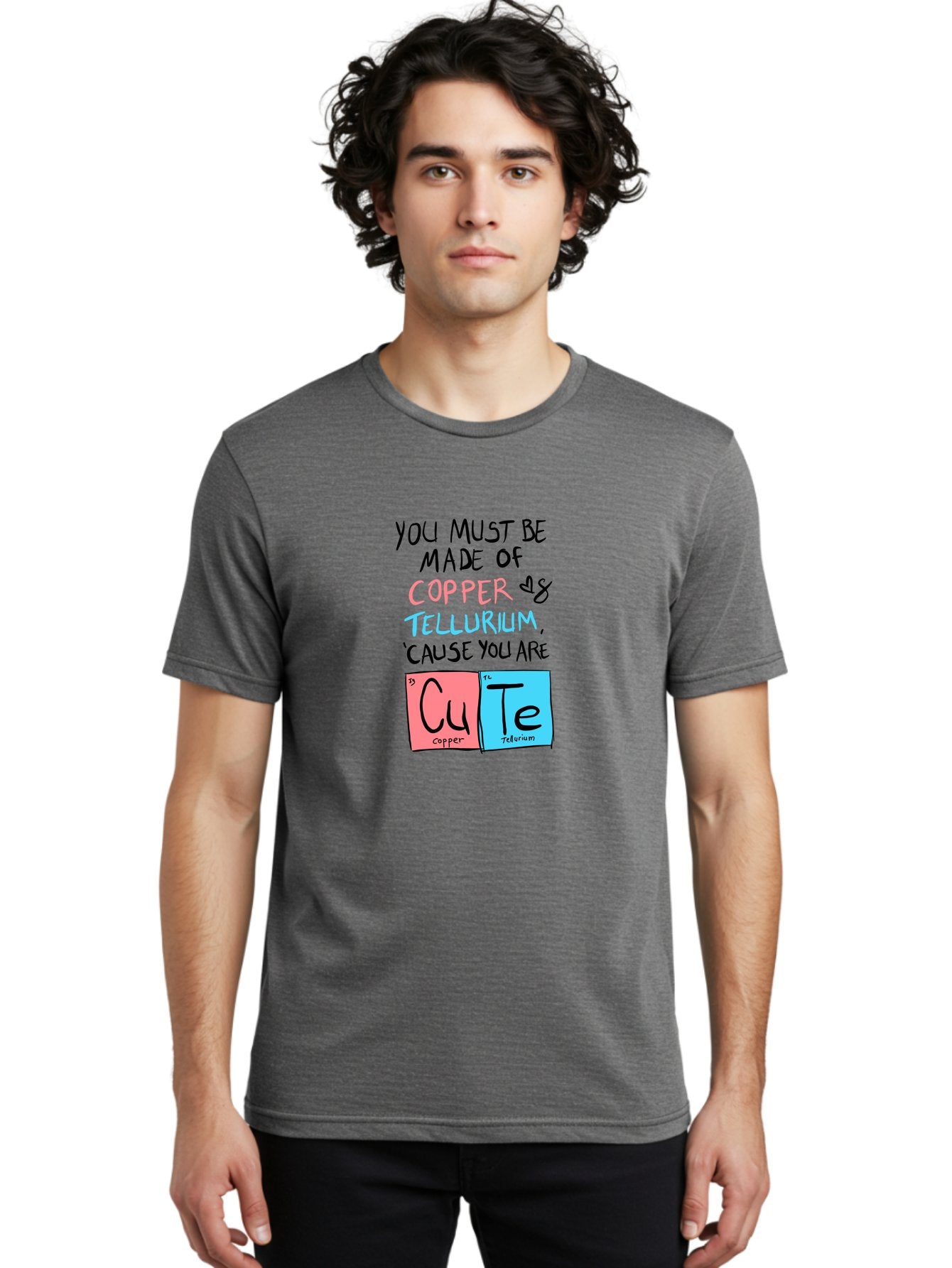 Cute-Chemistry-Pun Men'S Graphic Tee, 100% Cotton, Comfortable Casual Summer Wear, Machine Washable, Cute Chemistry Pun, Periodic Table Elements, Copper And Tellurium, Chemistry Joke, Science Humor, Funny Quote, Playful Design, -  Aaa022 30
