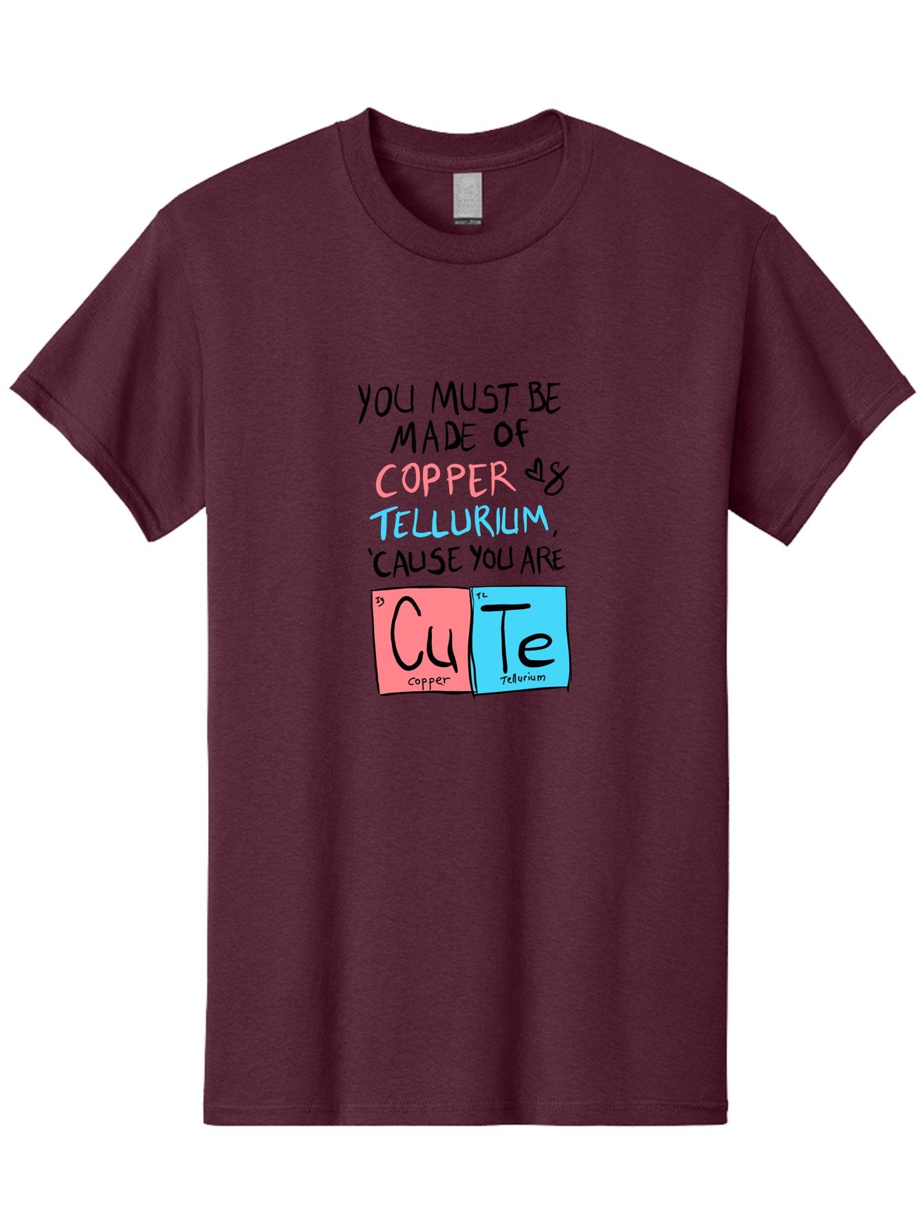 Cute-Chemistry-Pun Men'S Graphic Tee, 100% Cotton, Comfortable Casual Summer Wear, Machine Washable, Cute Chemistry Pun, Periodic Table Elements, Copper And Tellurium, Chemistry Joke, Science Humor, Funny Quote, Playful Design, -  Aaa022