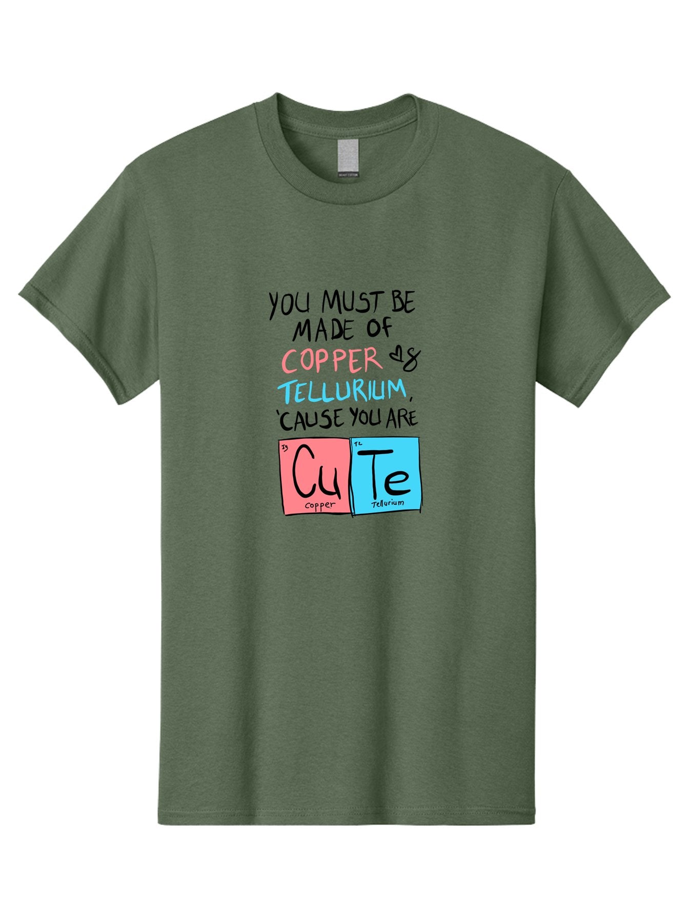 Cute-Chemistry-Pun Men'S Graphic Tee, 100% Cotton, Comfortable Casual Summer Wear, Machine Washable, Cute Chemistry Pun, Periodic Table Elements, Copper And Tellurium, Chemistry Joke, Science Humor, Funny Quote, Playful Design, -  Aaa022 25