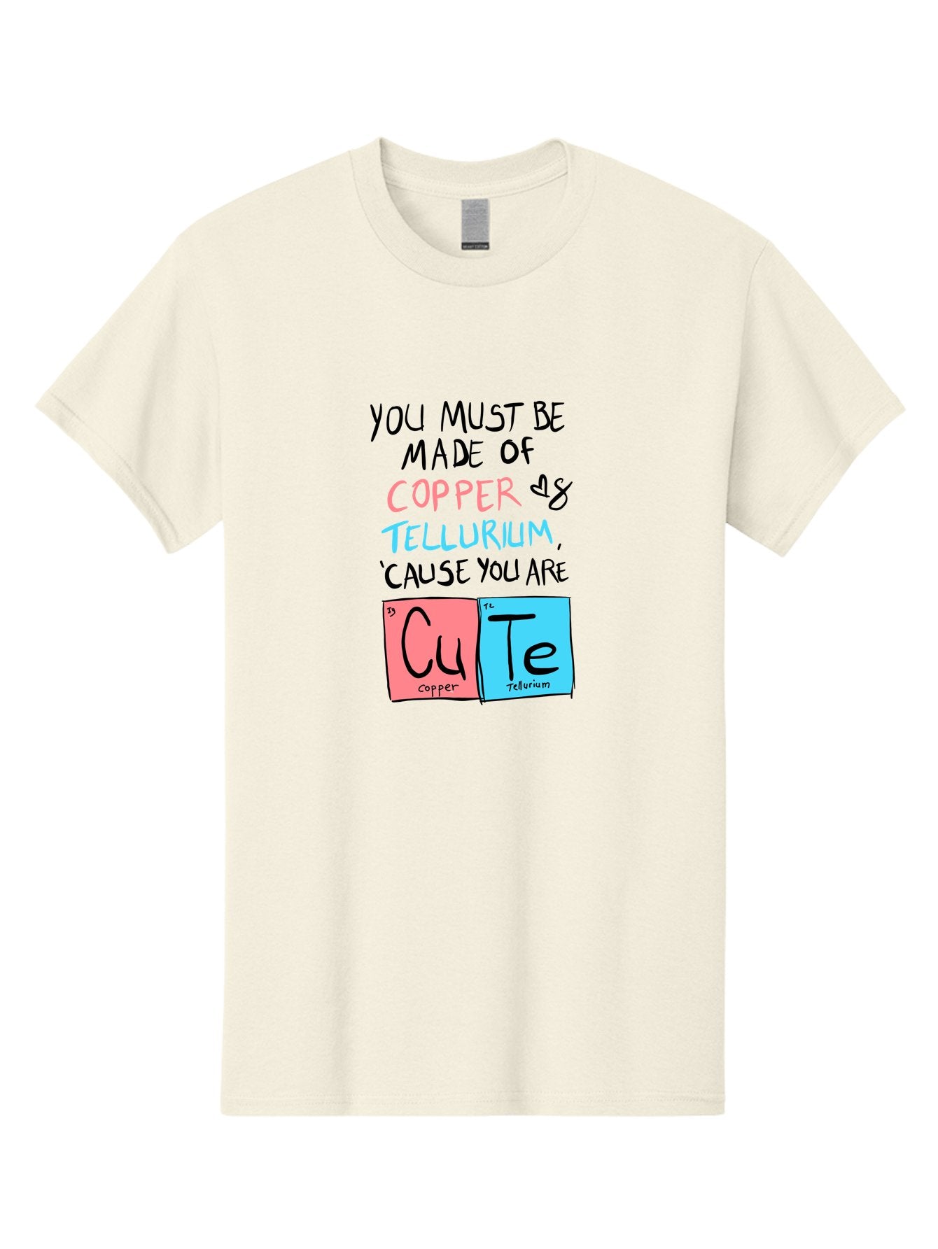 Cute-Chemistry-Pun Men'S Graphic Tee, 100% Cotton, Comfortable Casual Summer Wear, Machine Washable, Cute Chemistry Pun, Periodic Table Elements, Copper And Tellurium, Chemistry Joke, Science Humor, Funny Quote, Playful Design, -  Aaa022 21
