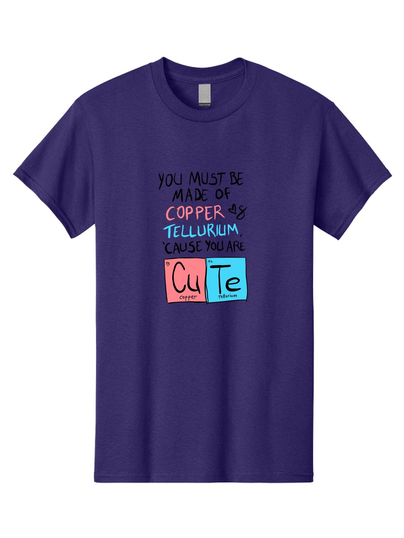 Cute-Chemistry-Pun Men'S Graphic Tee, 100% Cotton, Comfortable Casual Summer Wear, Machine Washable, Cute Chemistry Pun, Periodic Table Elements, Copper And Tellurium, Chemistry Joke, Science Humor, Funny Quote, Playful Design, -  Aaa022 13