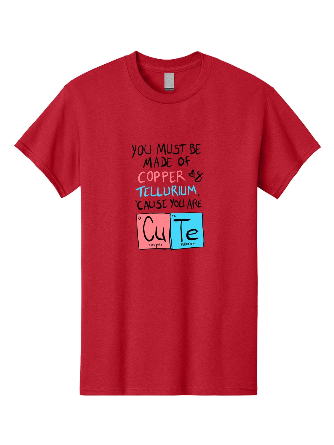 Cute-Chemistry-Pun Men'S Graphic Tee, 100% Cotton, Comfortable Casual Summer Wear, Machine Washable, Cute Chemistry Pun, Periodic Table Elements, Copper And Tellurium, Chemistry Joke, Science Humor, Funny Quote, Playful Design, -  Aaa022 17