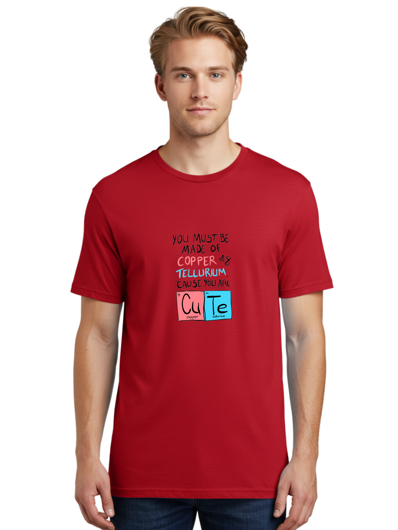Cute-Chemistry-Pun Men'S Graphic Tee, 100% Cotton, Comfortable Casual Summer Wear, Machine Washable, Cute Chemistry Pun, Periodic Table Elements, Copper And Tellurium, Chemistry Joke, Science Humor, Funny Quote, Playful Design, -  Aaa022 8