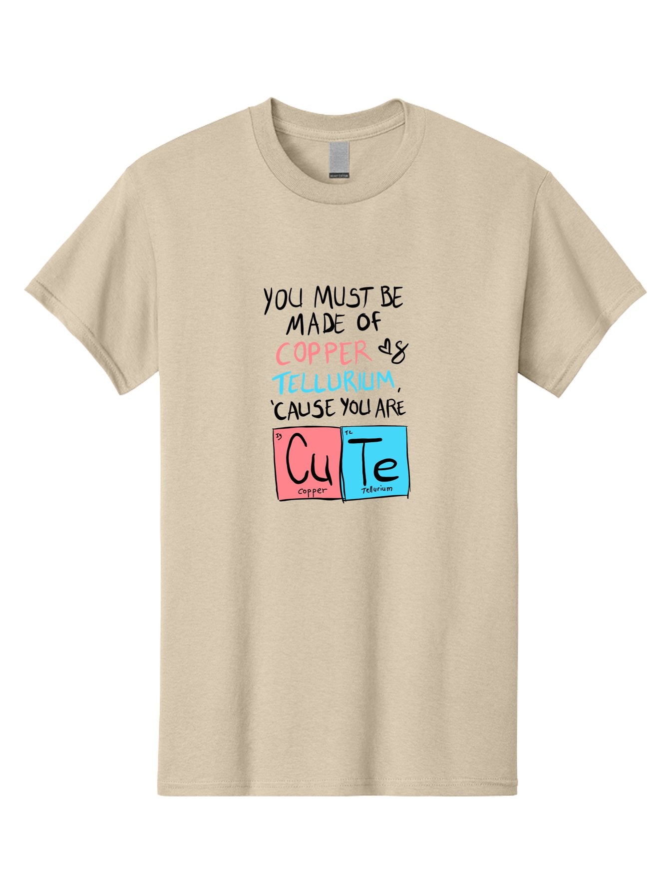 Cute-Chemistry-Pun Men'S Graphic Tee, 100% Cotton, Comfortable Casual Summer Wear, Machine Washable, Cute Chemistry Pun, Periodic Table Elements, Copper And Tellurium, Chemistry Joke, Science Humor, Funny Quote, Playful Design, -  Aaa022 9