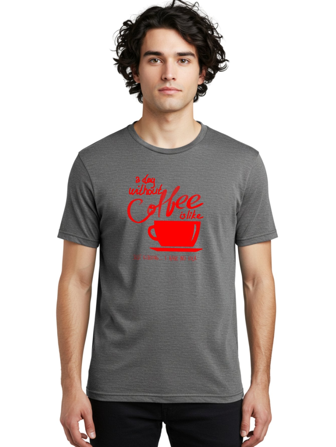 Day-Without-Coffee Men'S Graphic Tee, 100% Cotton, Comfortable Casual Summer Wear, Machine Washable, Coffee Lover, Caffeine Addiction, Morning Coffee, Coffee Quote, Coffee Humor, Coffee Joke, Red Coffee Cup -  Aaa023 4