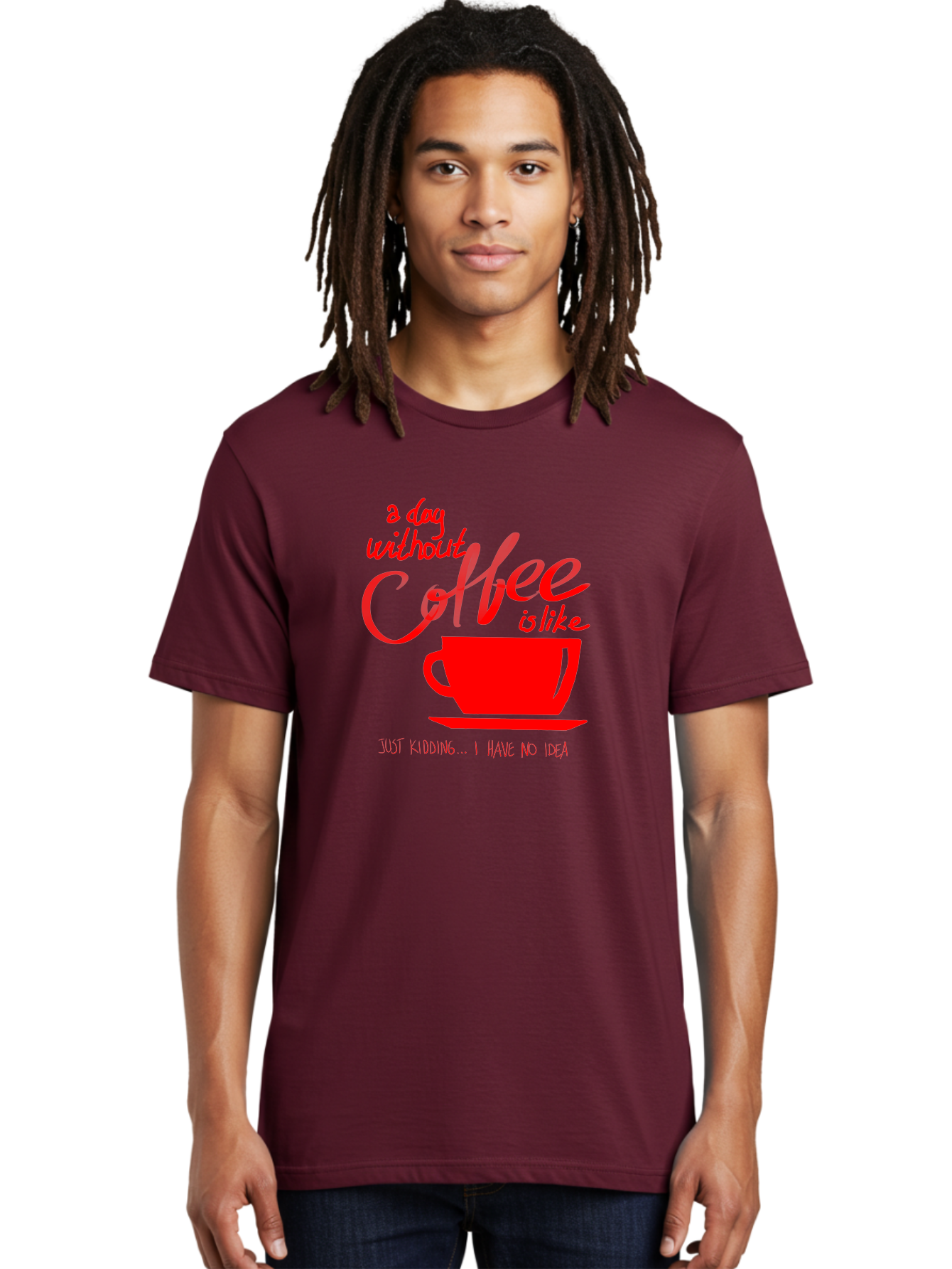 Day-Without-Coffee Men'S Graphic Tee, 100% Cotton, Comfortable Casual Summer Wear, Machine Washable, Coffee Lover, Caffeine Addiction, Morning Coffee, Coffee Quote, Coffee Humor, Coffee Joke, Red Coffee Cup -  Aaa023