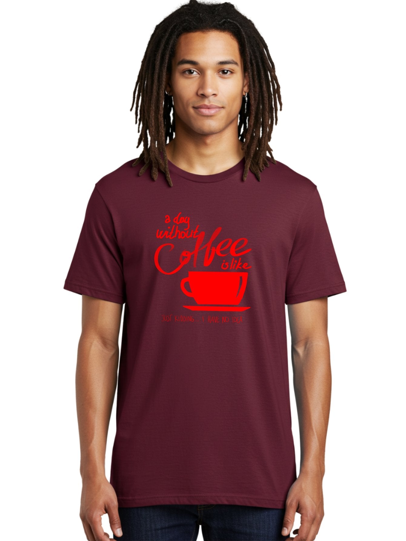 Day-Without-Coffee Men'S Graphic Tee, 100% Cotton, Comfortable Casual Summer Wear, Machine Washable, Coffee Lover, Caffeine Addiction, Morning Coffee, Coffee Quote, Coffee Humor, Coffee Joke, Red Coffee Cup -  Aaa023 12