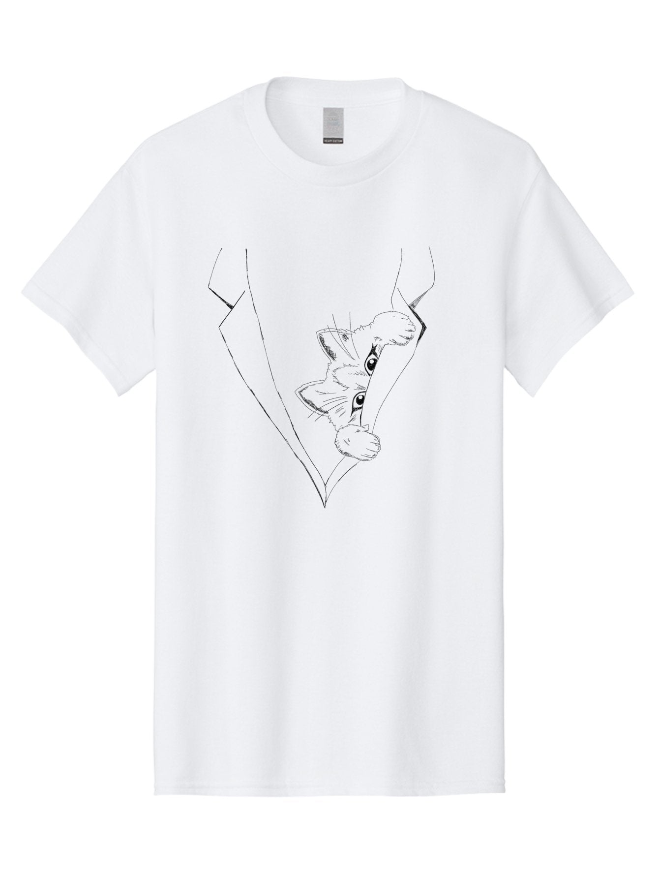 Dog-In-Diamond Men'S Graphic Tee, 100% Cotton, Comfortable Casual Summer Wear, Machine Washable, Cat In Tuxedo, Feline Fashion, Elegant Cat, Black Line Art, Whimsical Design, Stylized Illustration, Cute Cartoon, Cat Face, Stylish Accessory, -  Aaa024 27