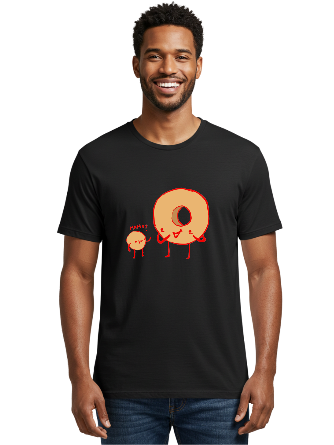 Donut-And-Ball Men'S Graphic Tee, 100% Cotton, Comfortable Casual Summer Wear, Machine Washable, Cartoon Donut, Donut Character, Cute Donut, Child Donut, Mama Donut, Sweet Treat, Funny Illustration, Donut Love, Animated Donut -  Aaa026 8